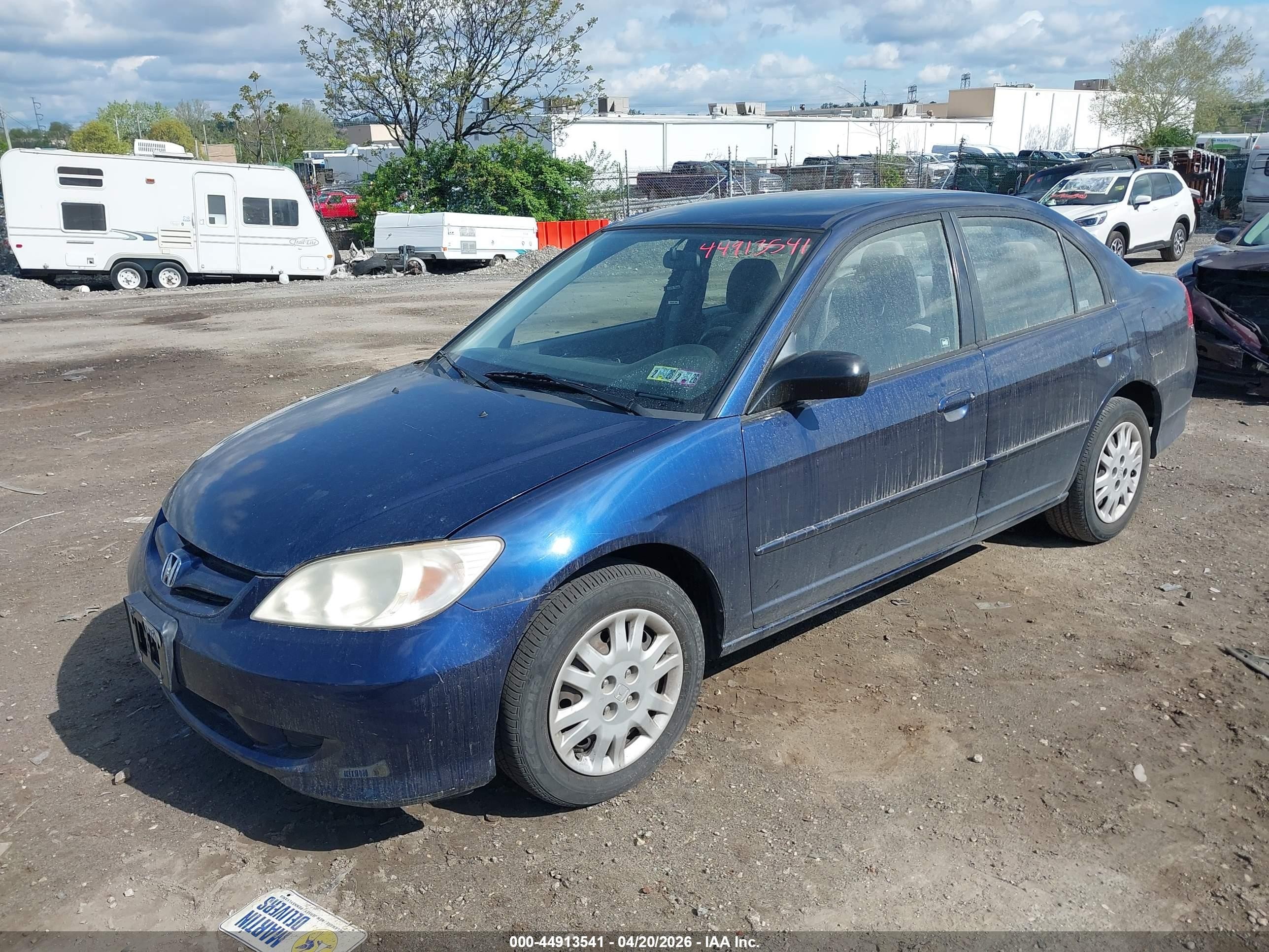 2005 Honda Civic Lx Blue vin: JHMES16505S001636