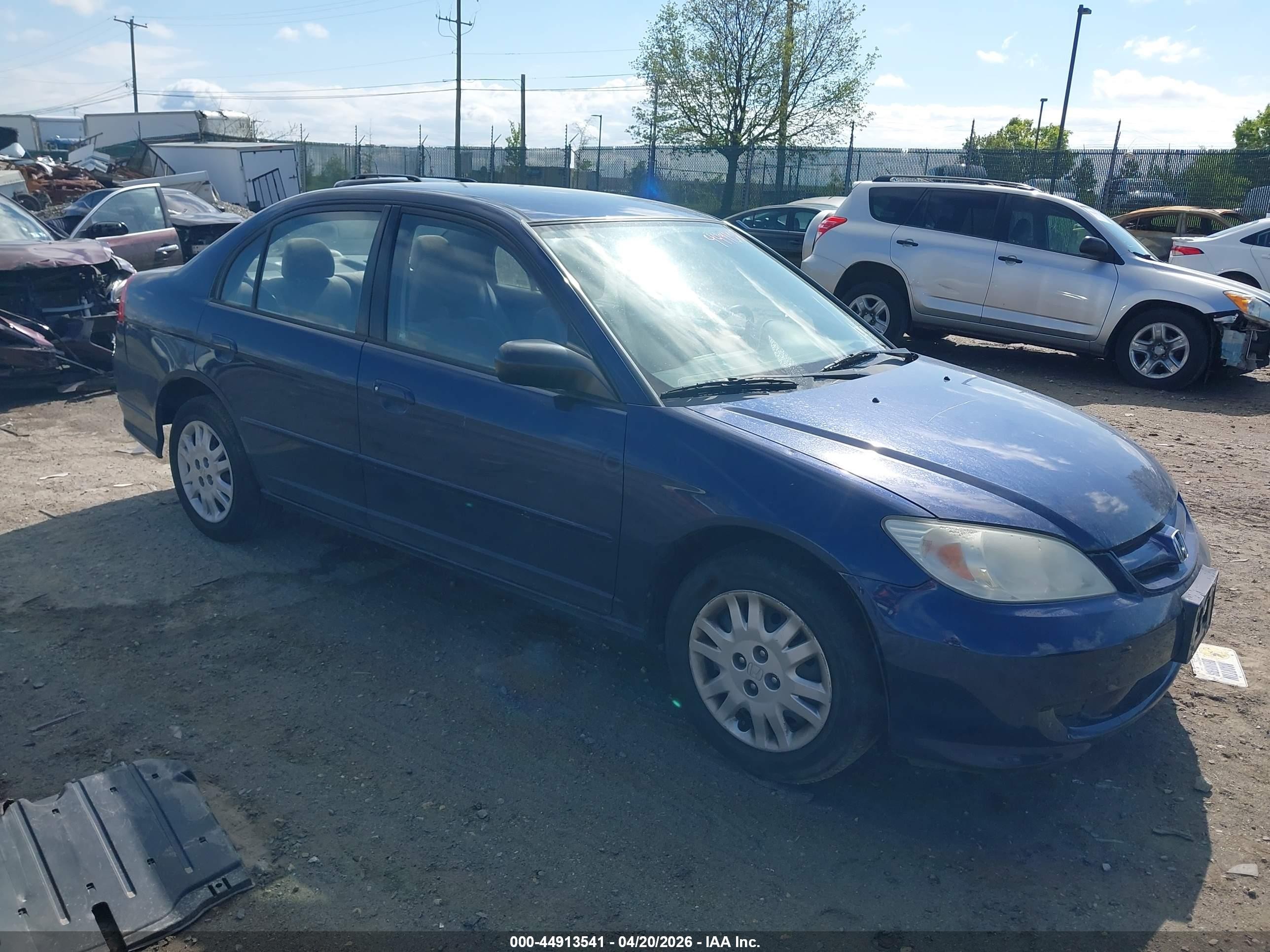 2005 Honda Civic Lx Blue vin: JHMES16505S001636