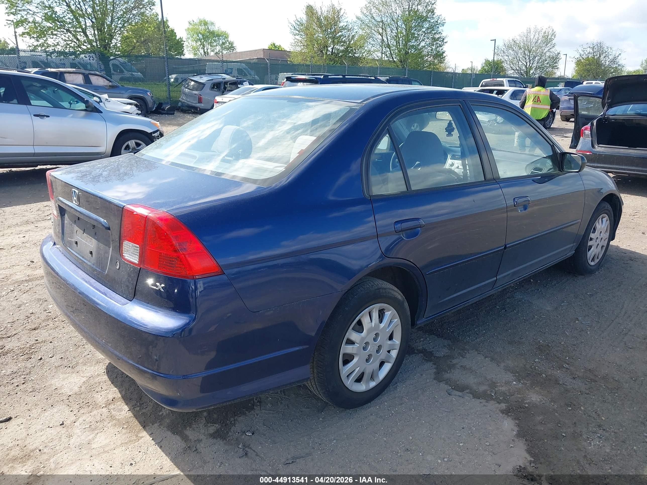 2005 Honda Civic Lx Blue vin: JHMES16505S001636