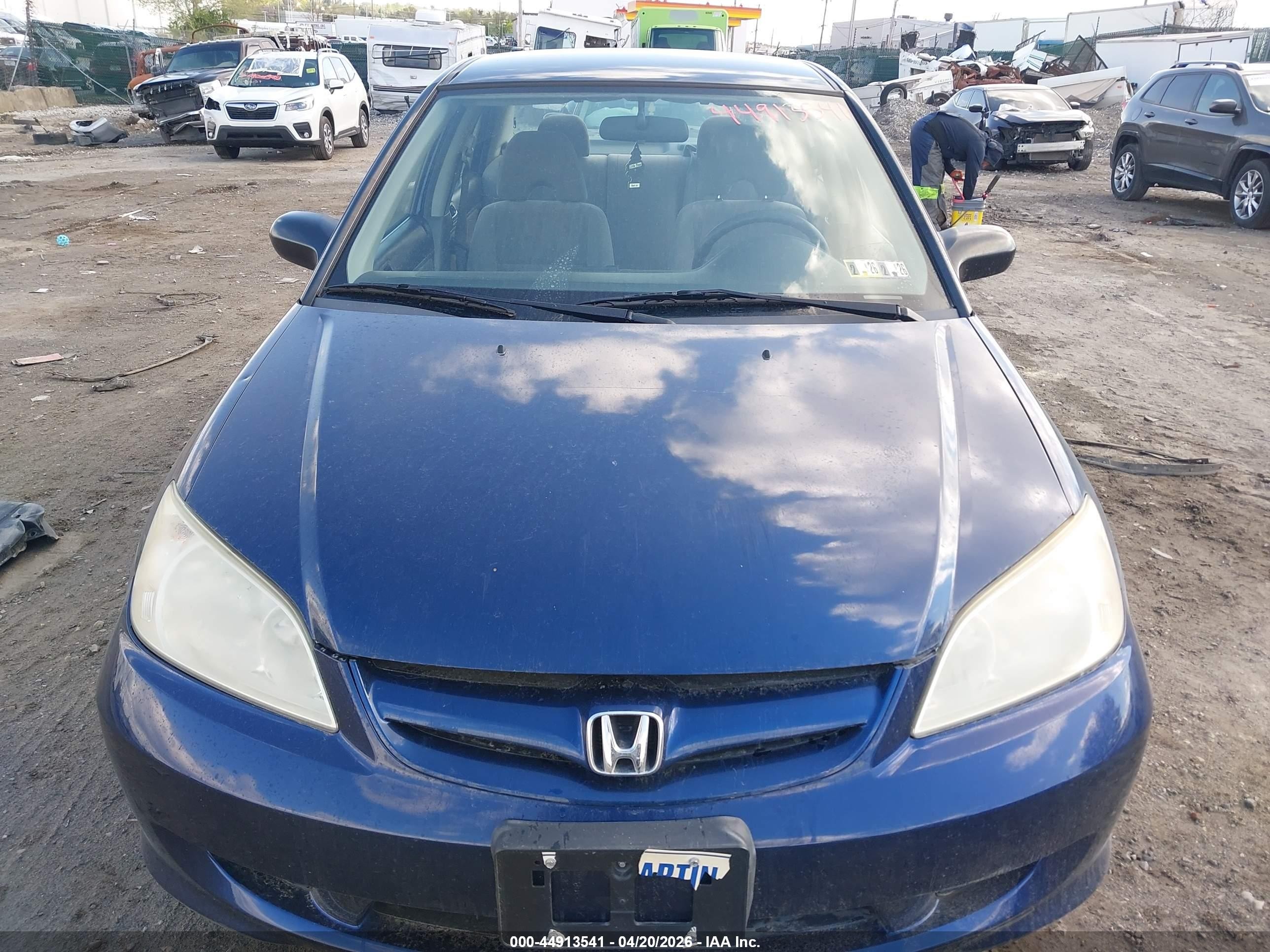 2005 Honda Civic Lx Blue vin: JHMES16505S001636