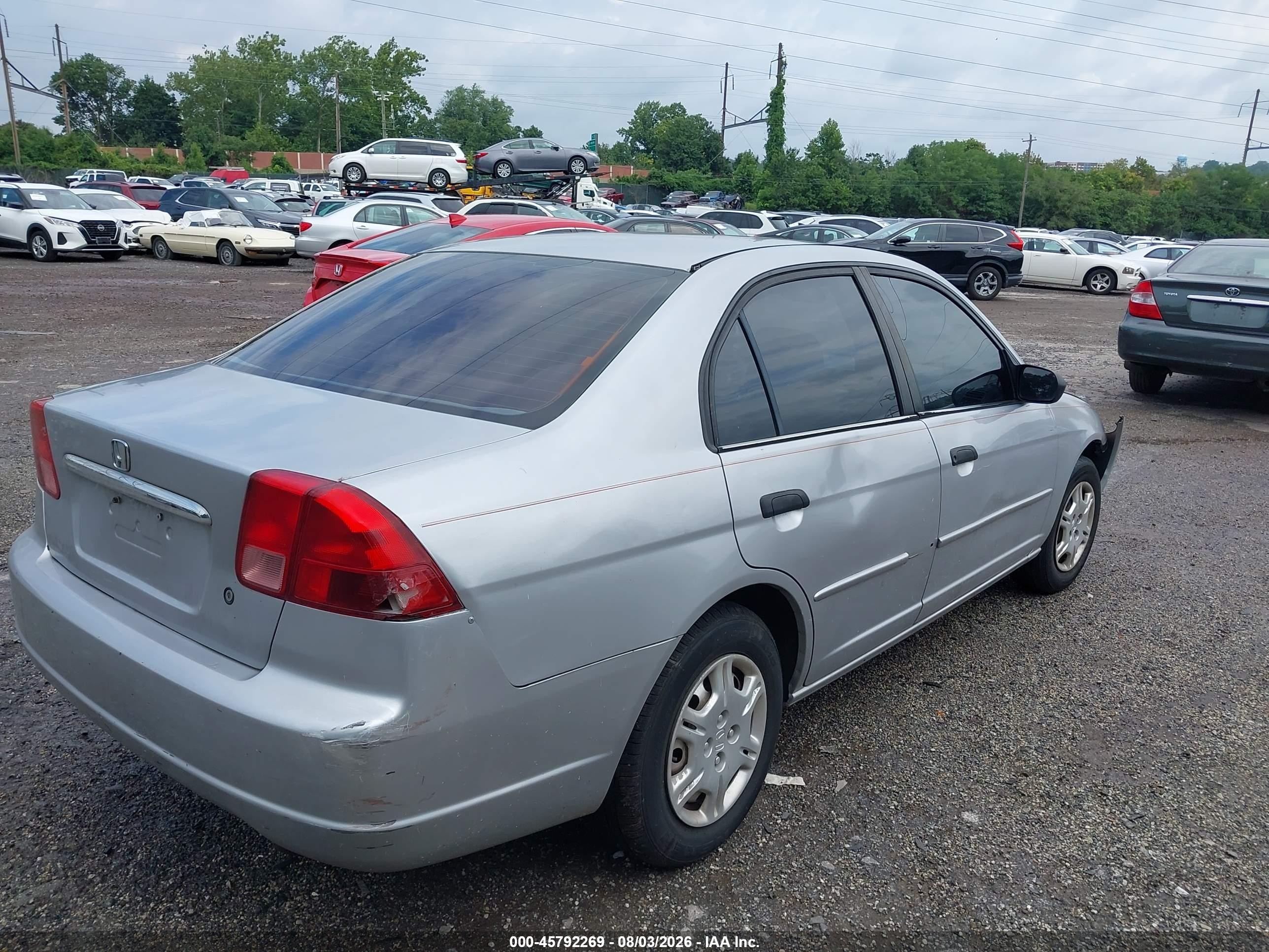 2001 Honda Civic Lx Silver vin: JHMES16521S010154