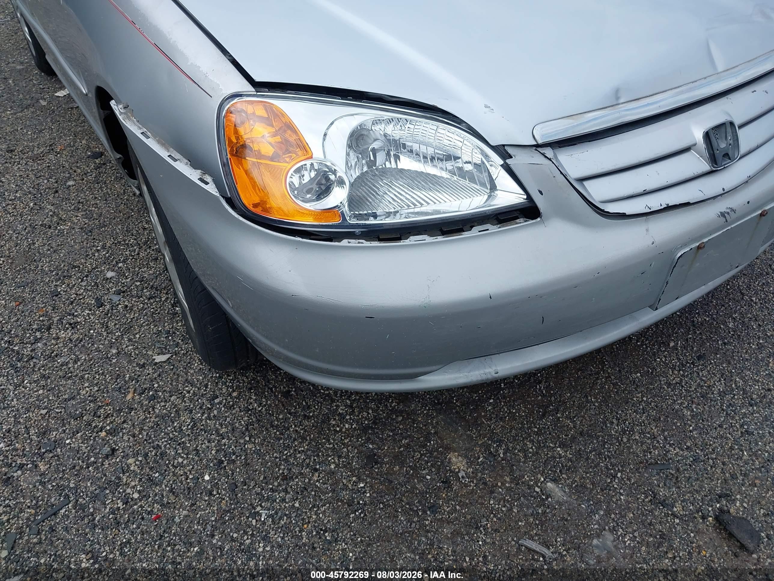 2001 Honda Civic Lx Silver vin: JHMES16521S010154
