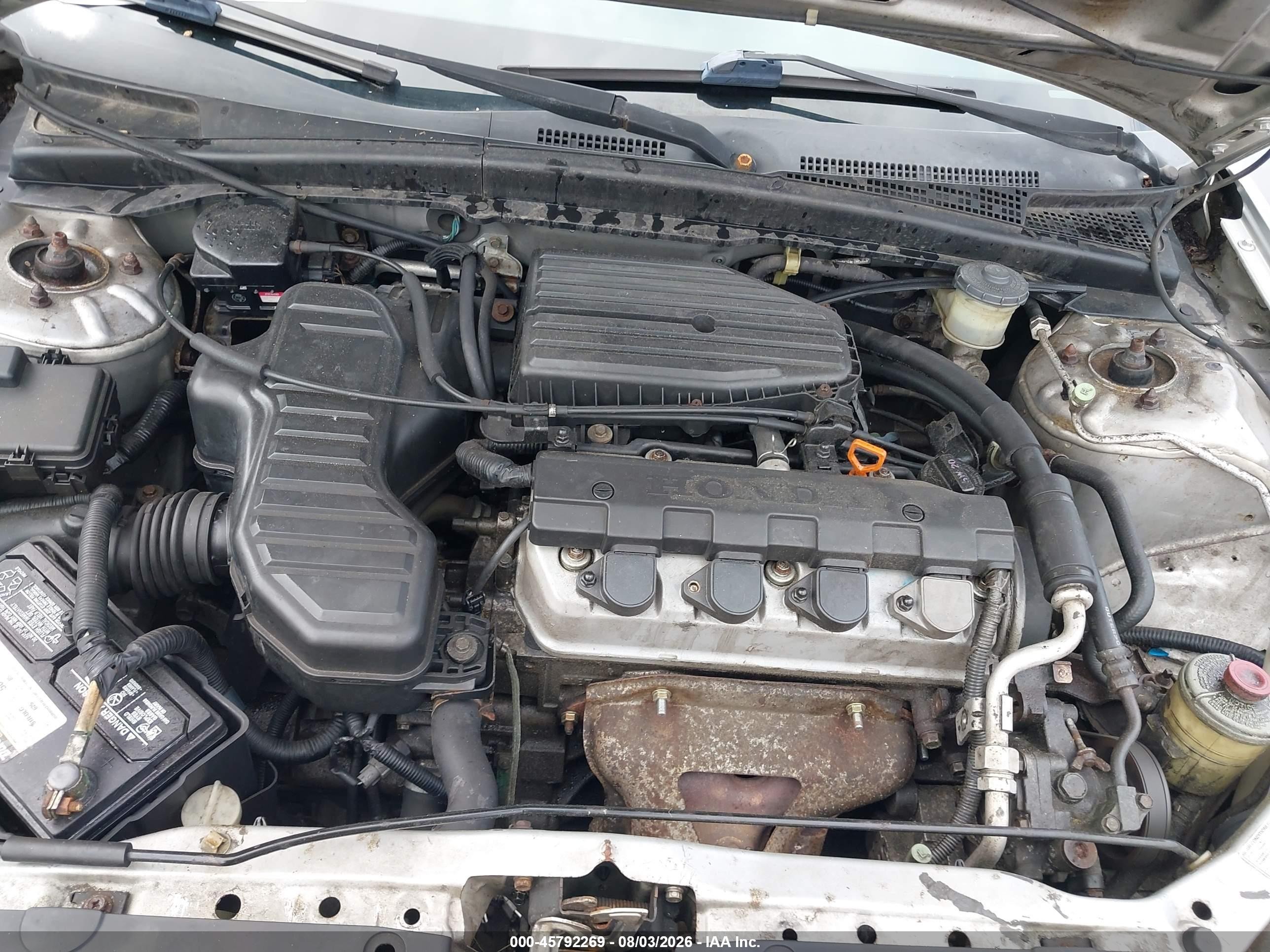 2001 Honda Civic Lx Silver vin: JHMES16521S010154