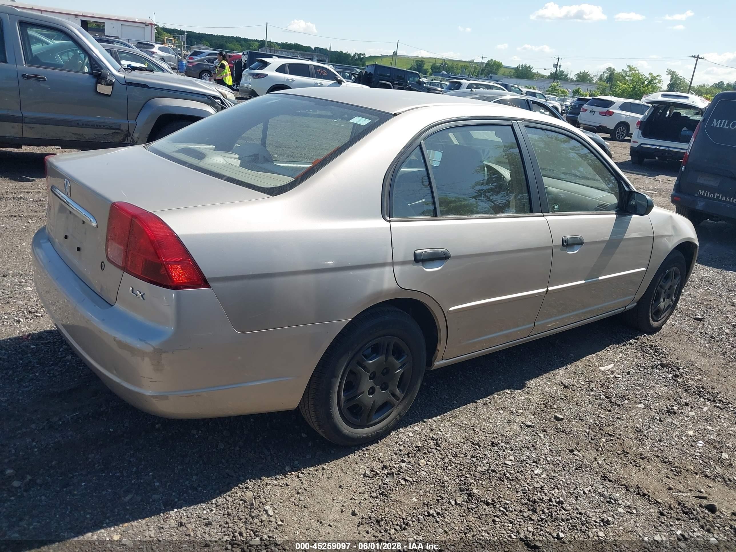 2001 Honda Civic Lx Beige vin: JHMES16531S010437