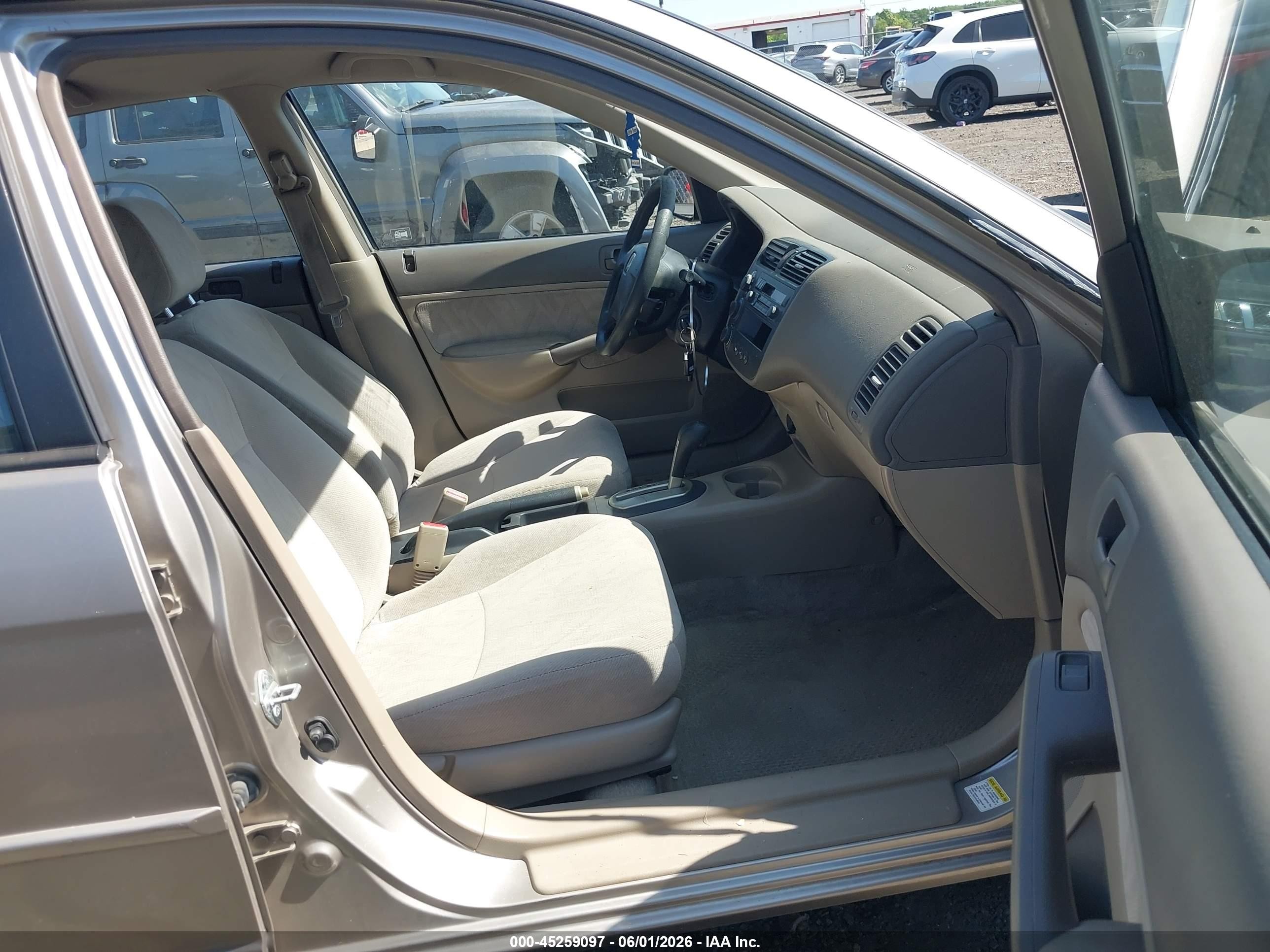 2001 Honda Civic Lx Beige vin: JHMES16531S010437