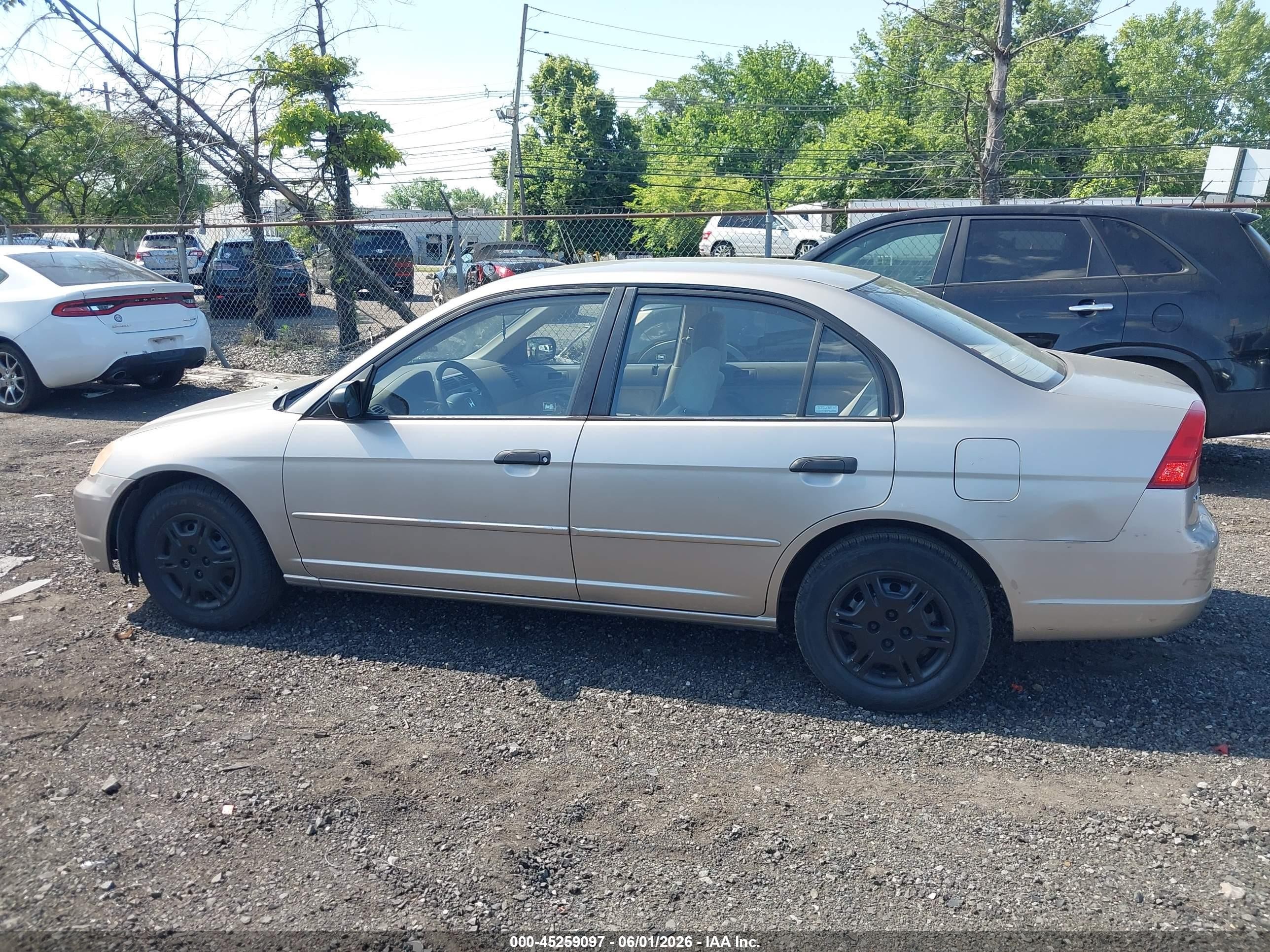 2001 Honda Civic Lx Beige vin: JHMES16531S010437