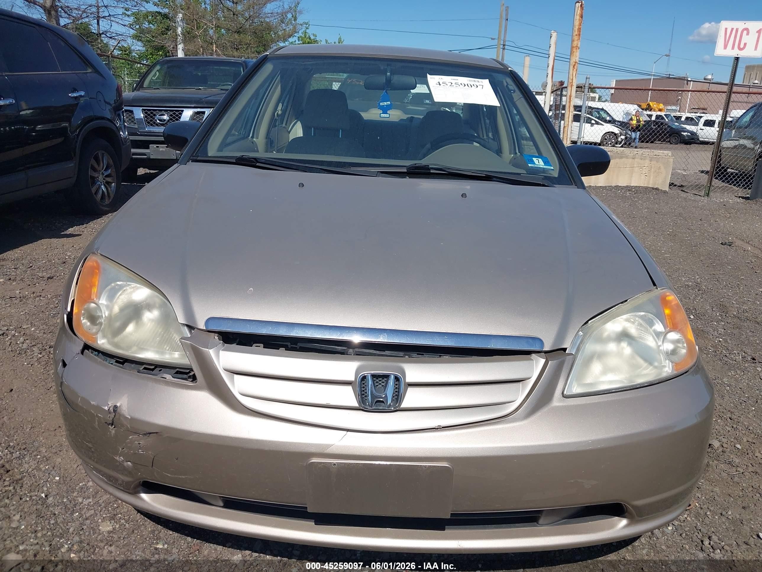 2001 Honda Civic Lx Beige vin: JHMES16531S010437