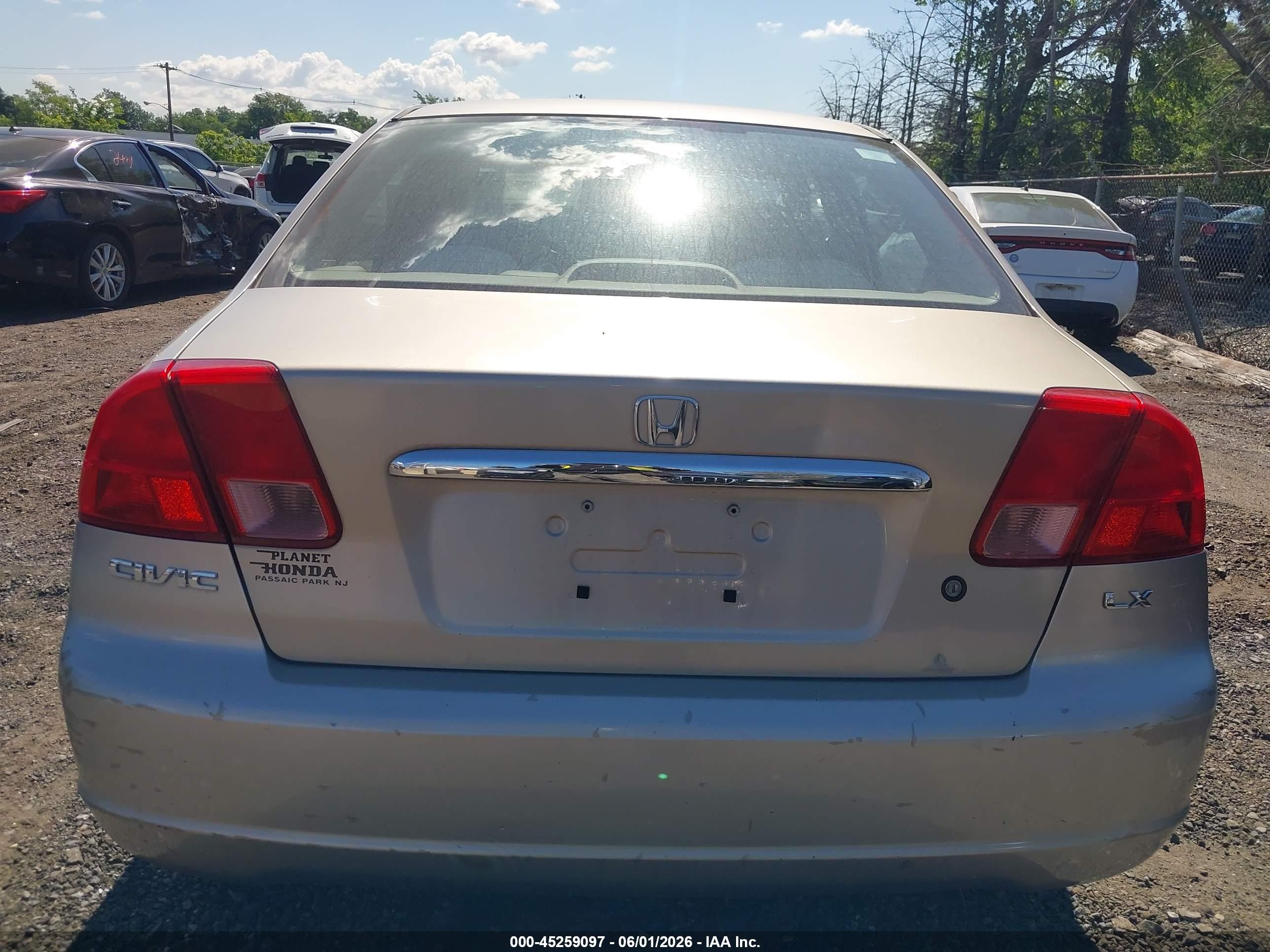 2001 Honda Civic Lx Beige vin: JHMES16531S010437