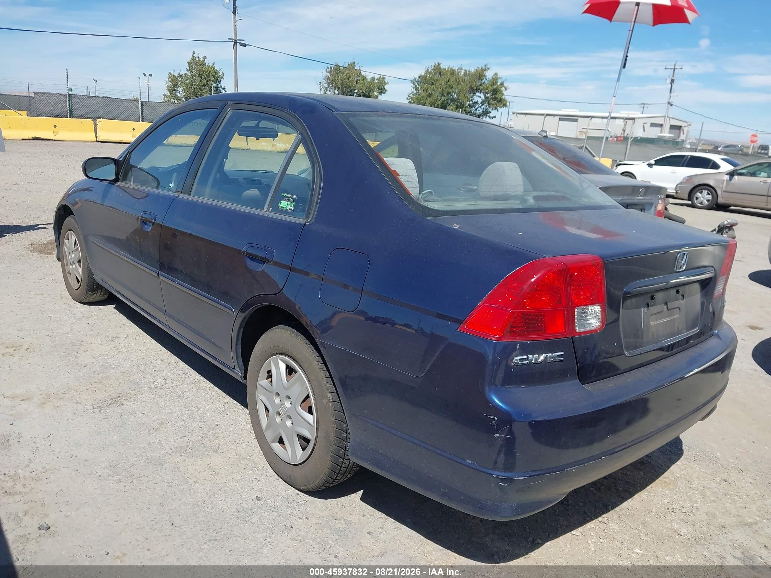 2005 Honda Civic Lx Dark Blue vin: JHMES16535S007883