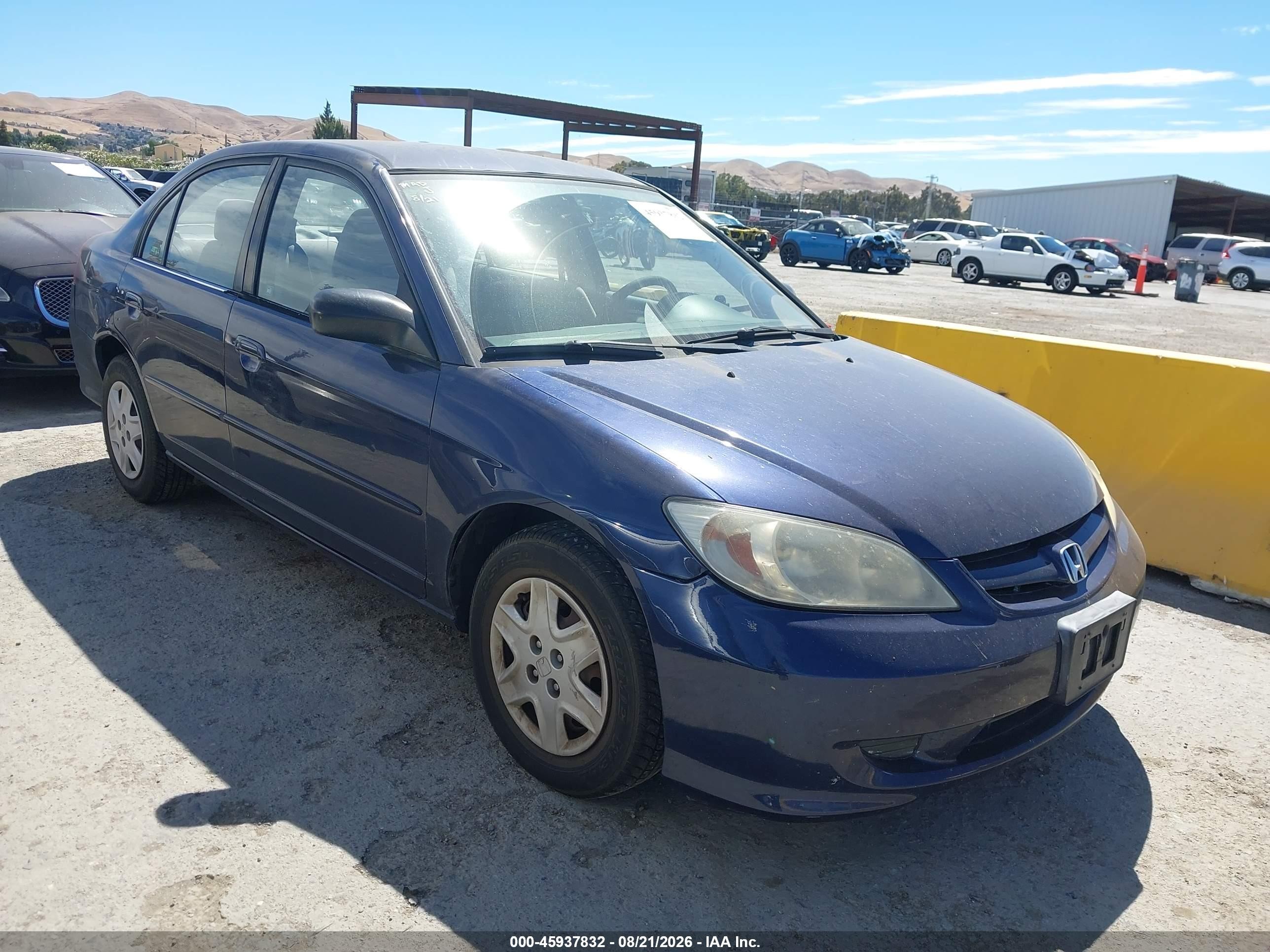 2005 Honda Civic Lx Dark Blue vin: JHMES16535S007883