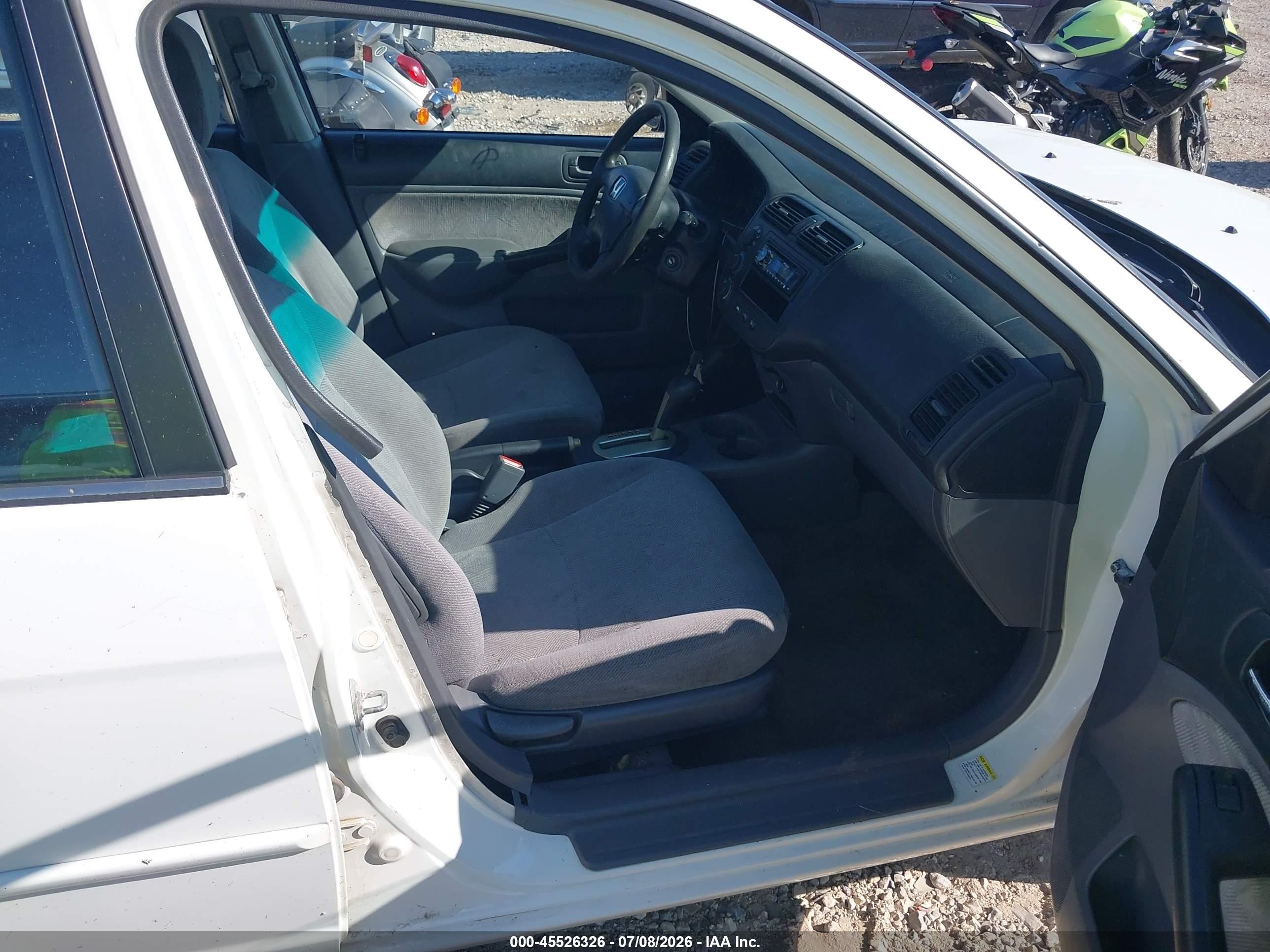 2001 Honda Civic Lx White vin: JHMES16541S012049