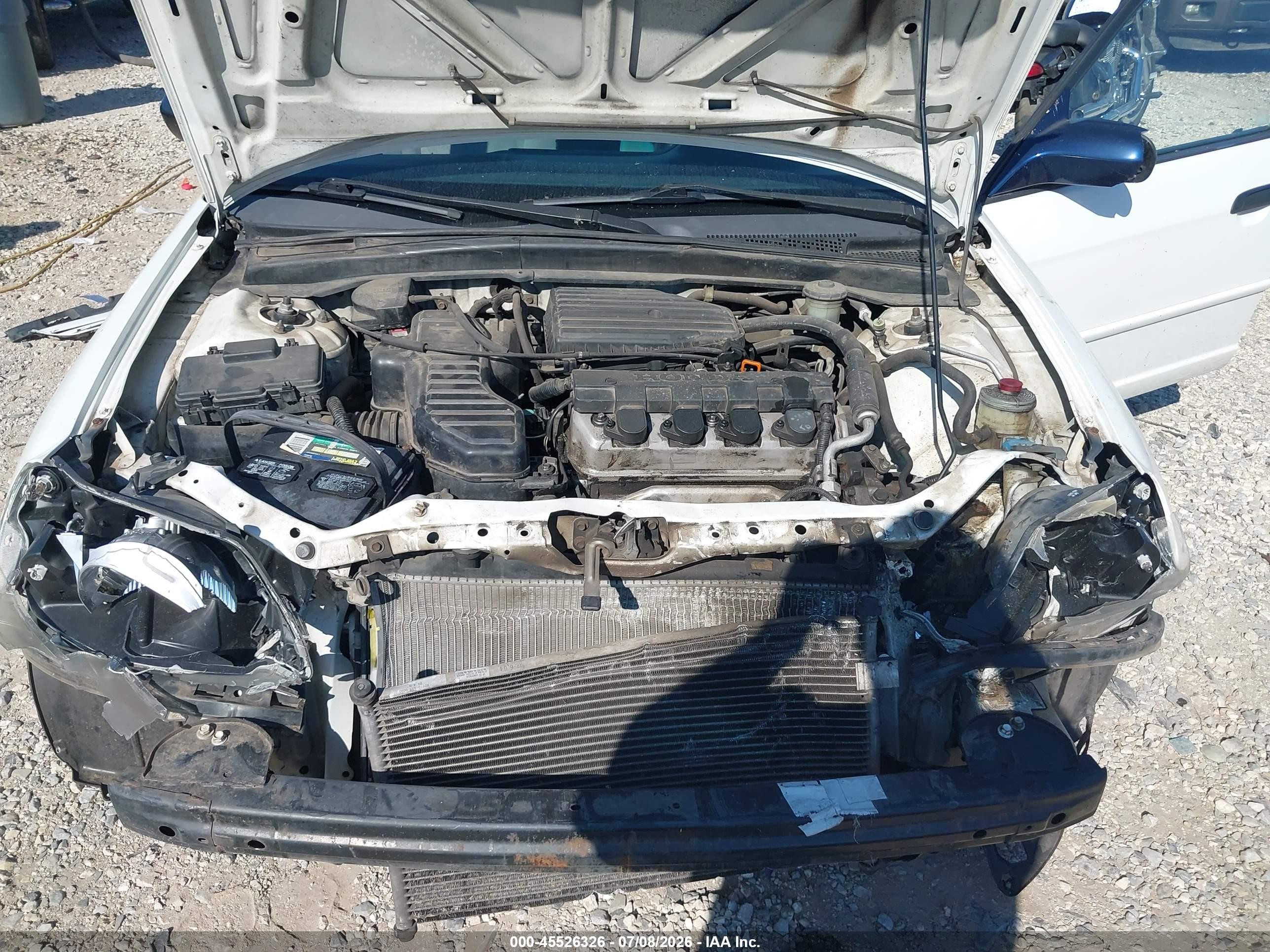 2001 Honda Civic Lx White vin: JHMES16541S012049