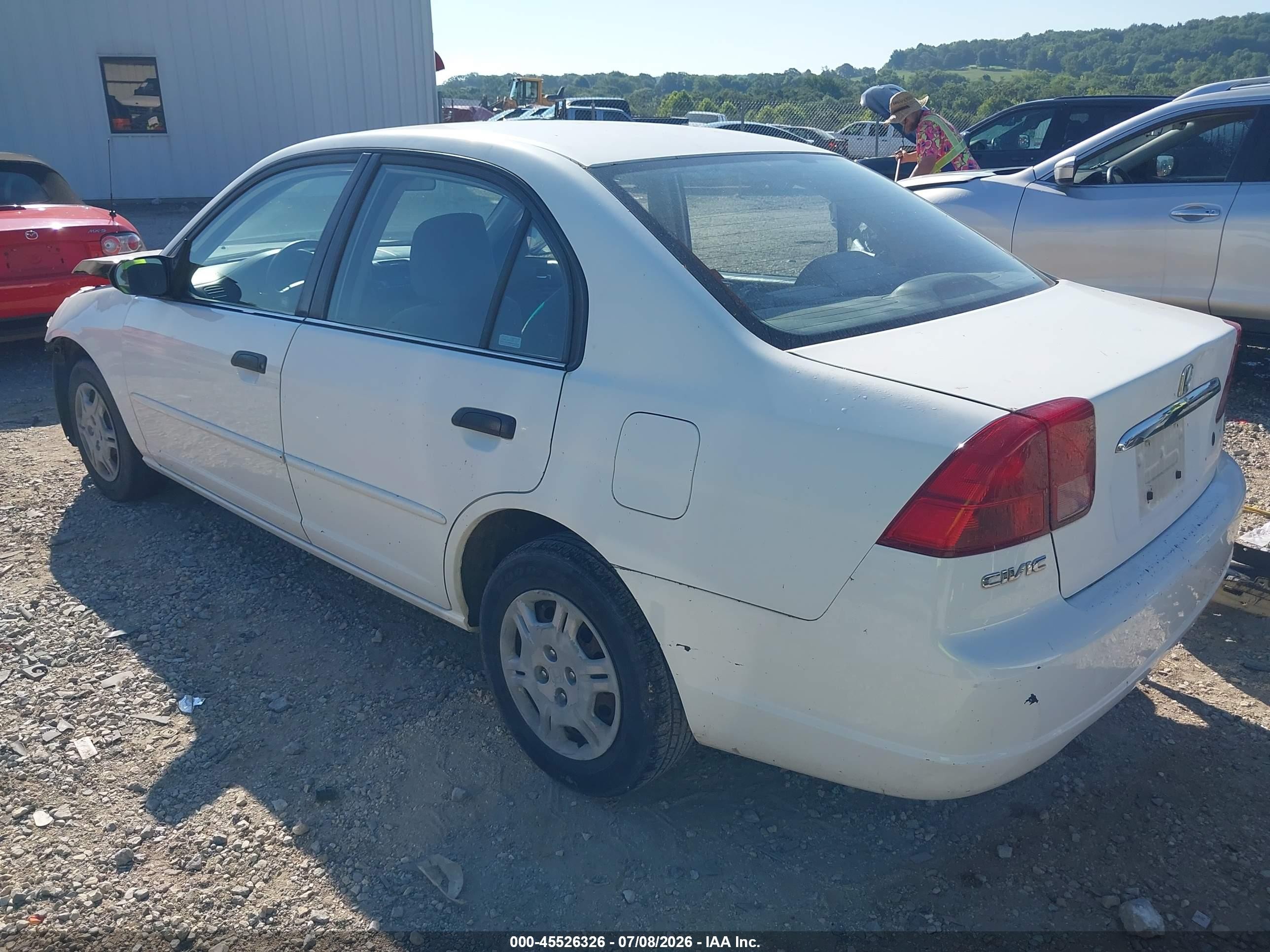 2001 Honda Civic Lx White vin: JHMES16541S012049
