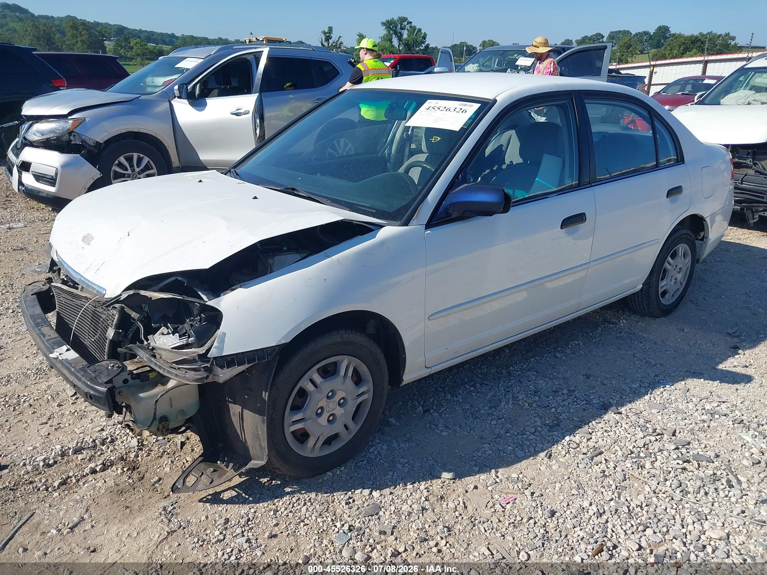 2001 Honda Civic Lx White vin: JHMES16541S012049