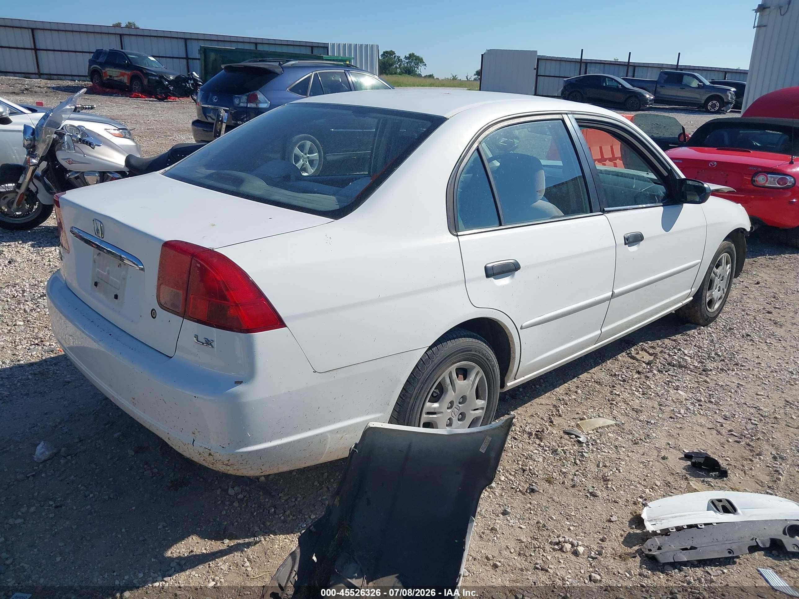 2001 Honda Civic Lx White vin: JHMES16541S012049
