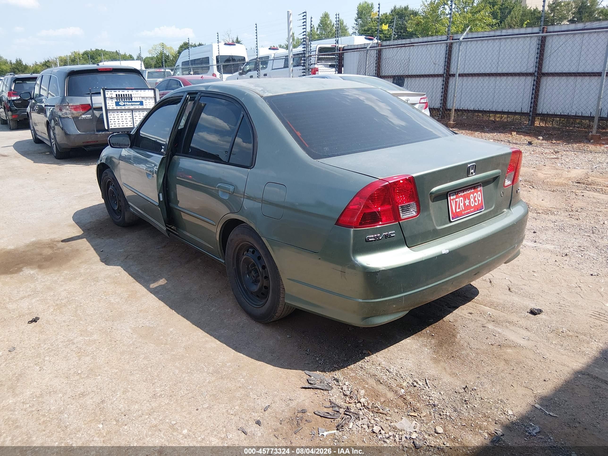 2004 Honda Civic Lx Зеленый vin: JHMES16544S001220