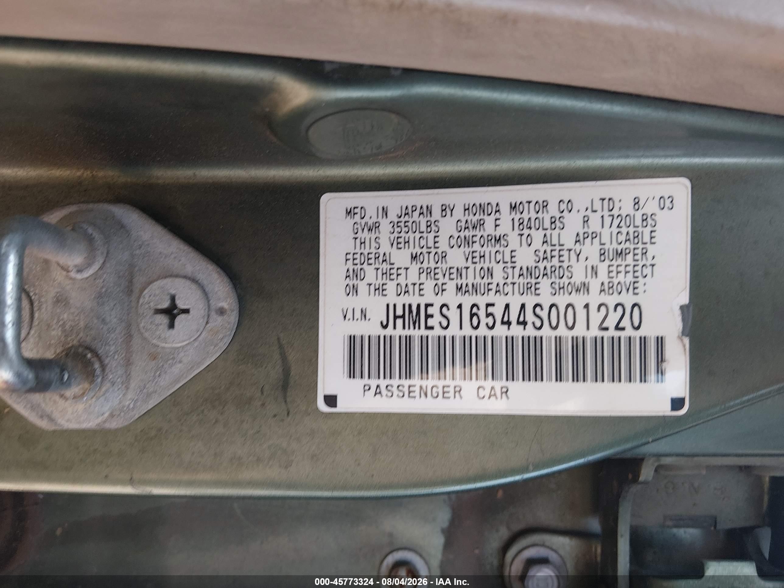 2004 Honda Civic Lx Зеленый vin: JHMES16544S001220