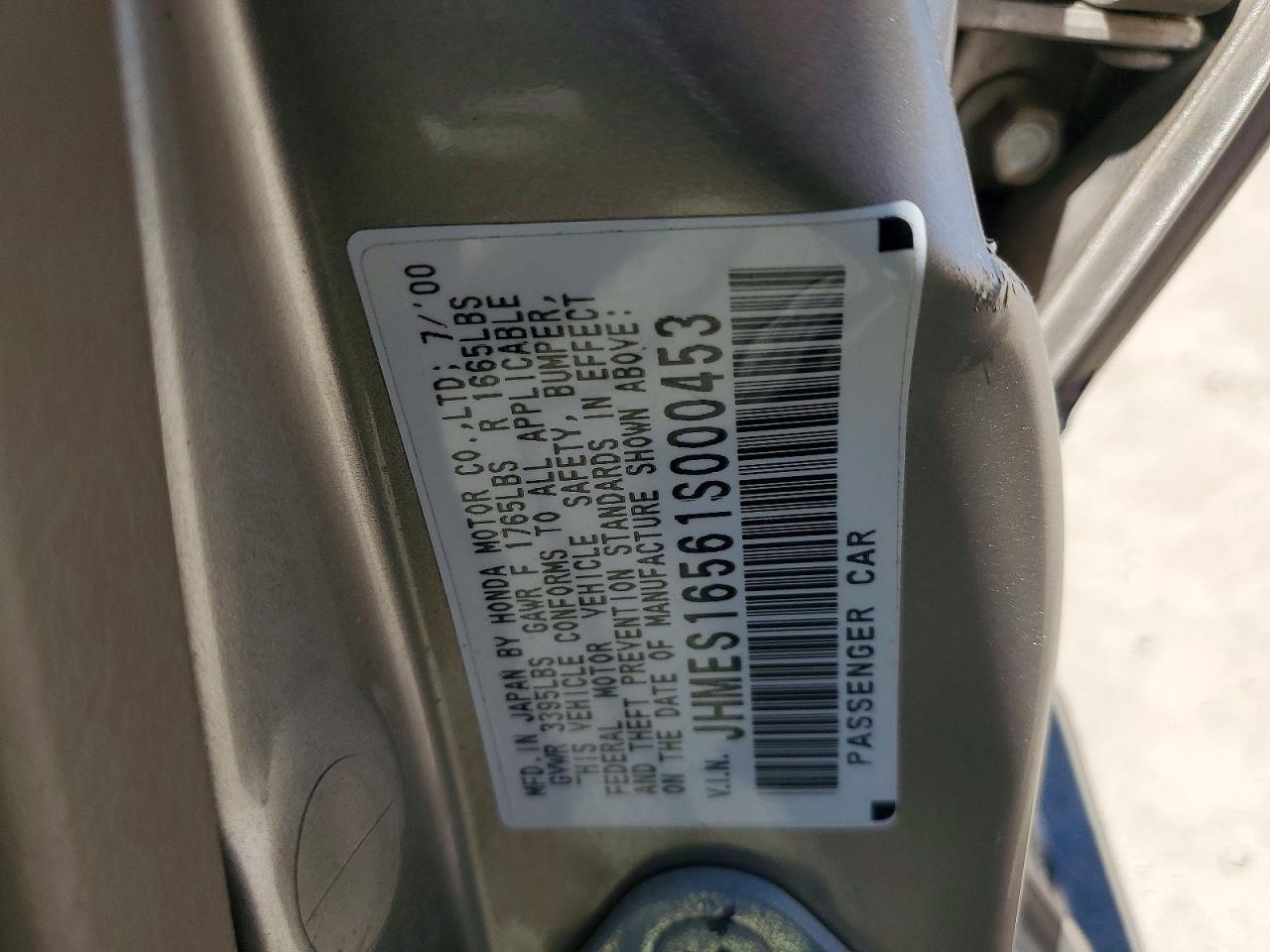 2001 Honda Civic Lx Tan vin: JHMES16561S000453