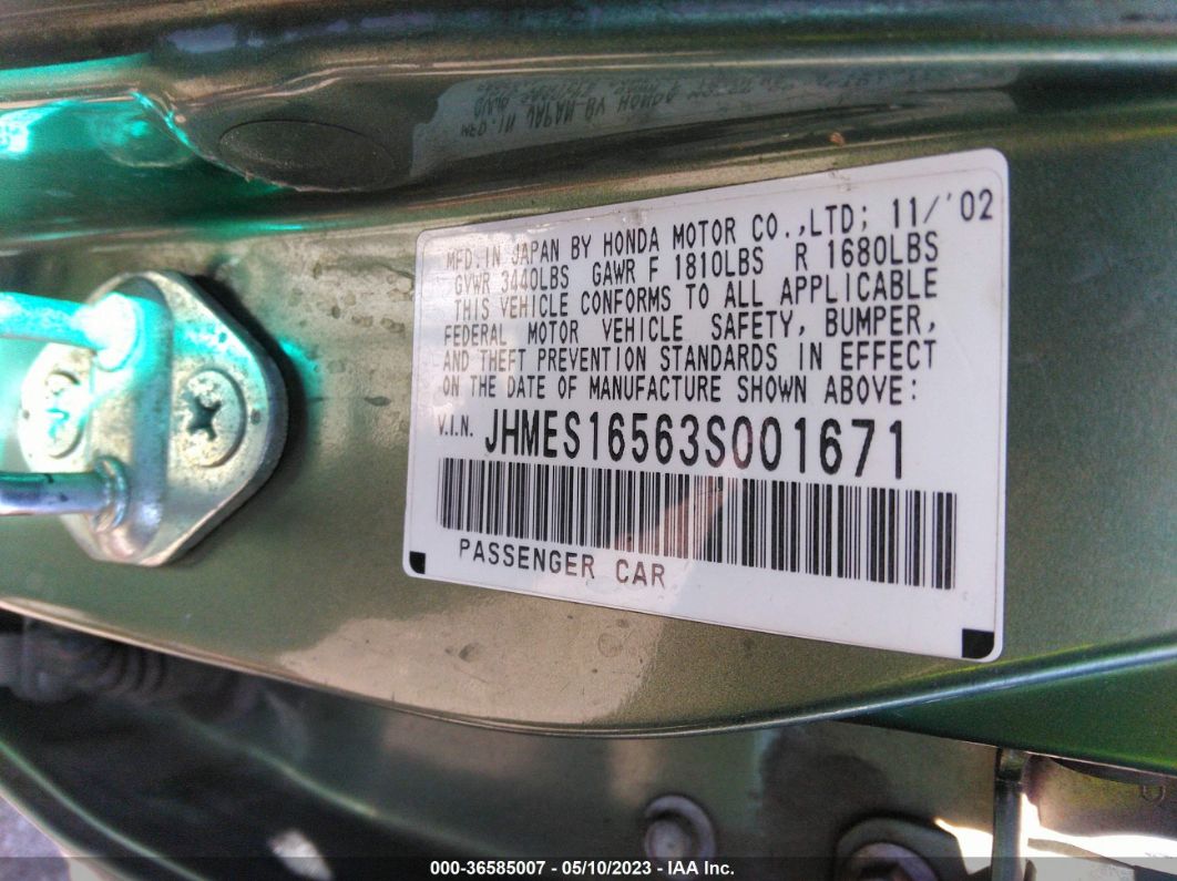 Price & History 2003 Honda Civic Lx 1.7l Sohc 16-valve I4 vin