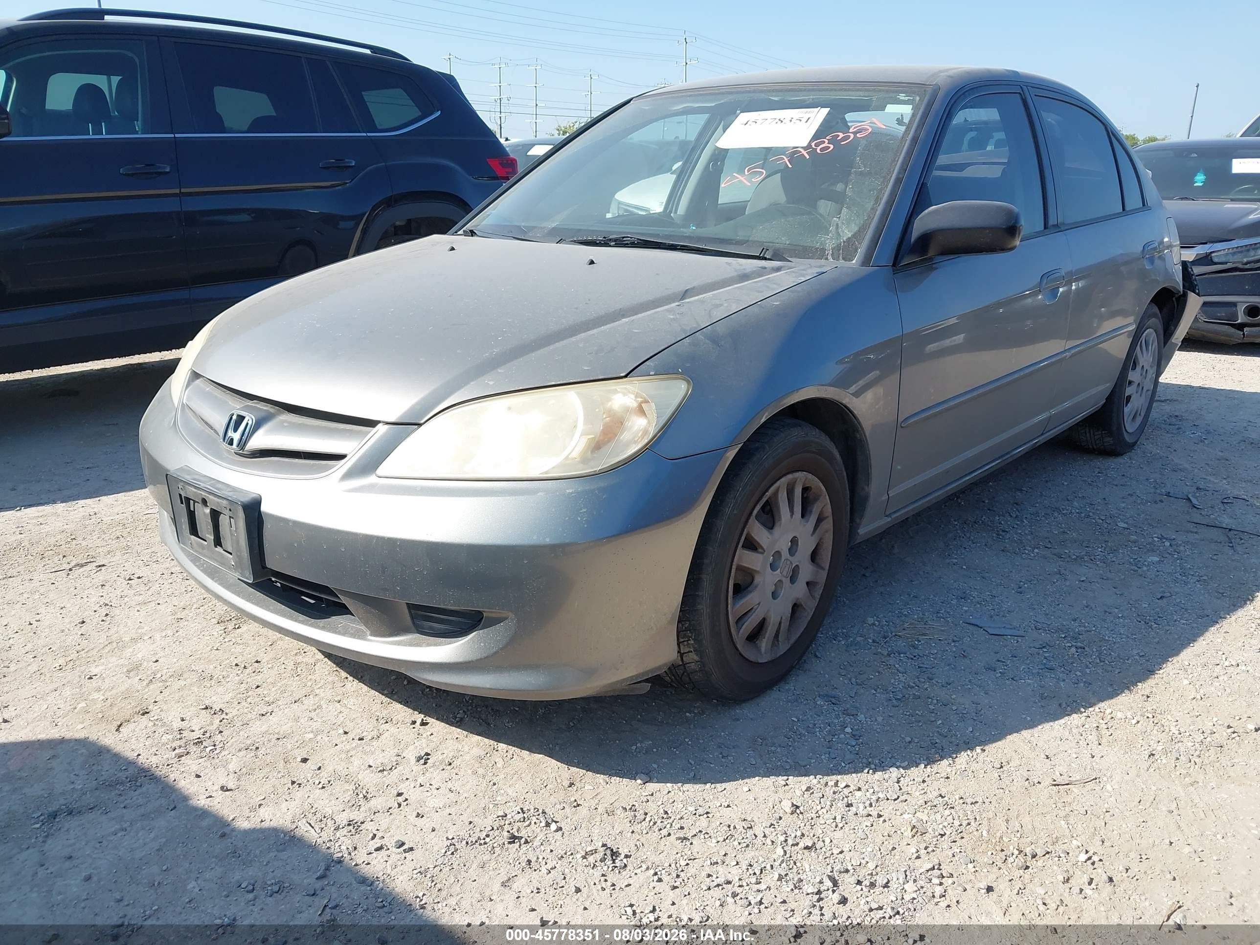 2005 Honda Civic Lx Gray vin: JHMES16585S007135