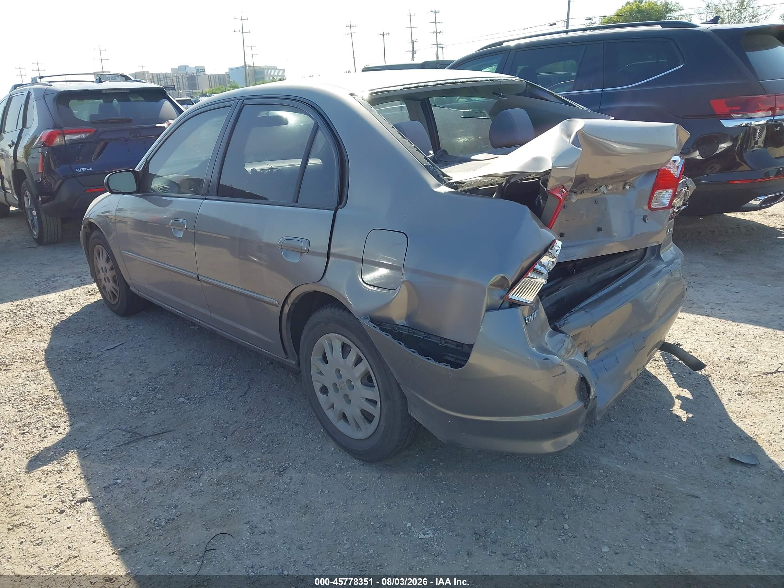 2005 Honda Civic Lx Gray vin: JHMES16585S007135