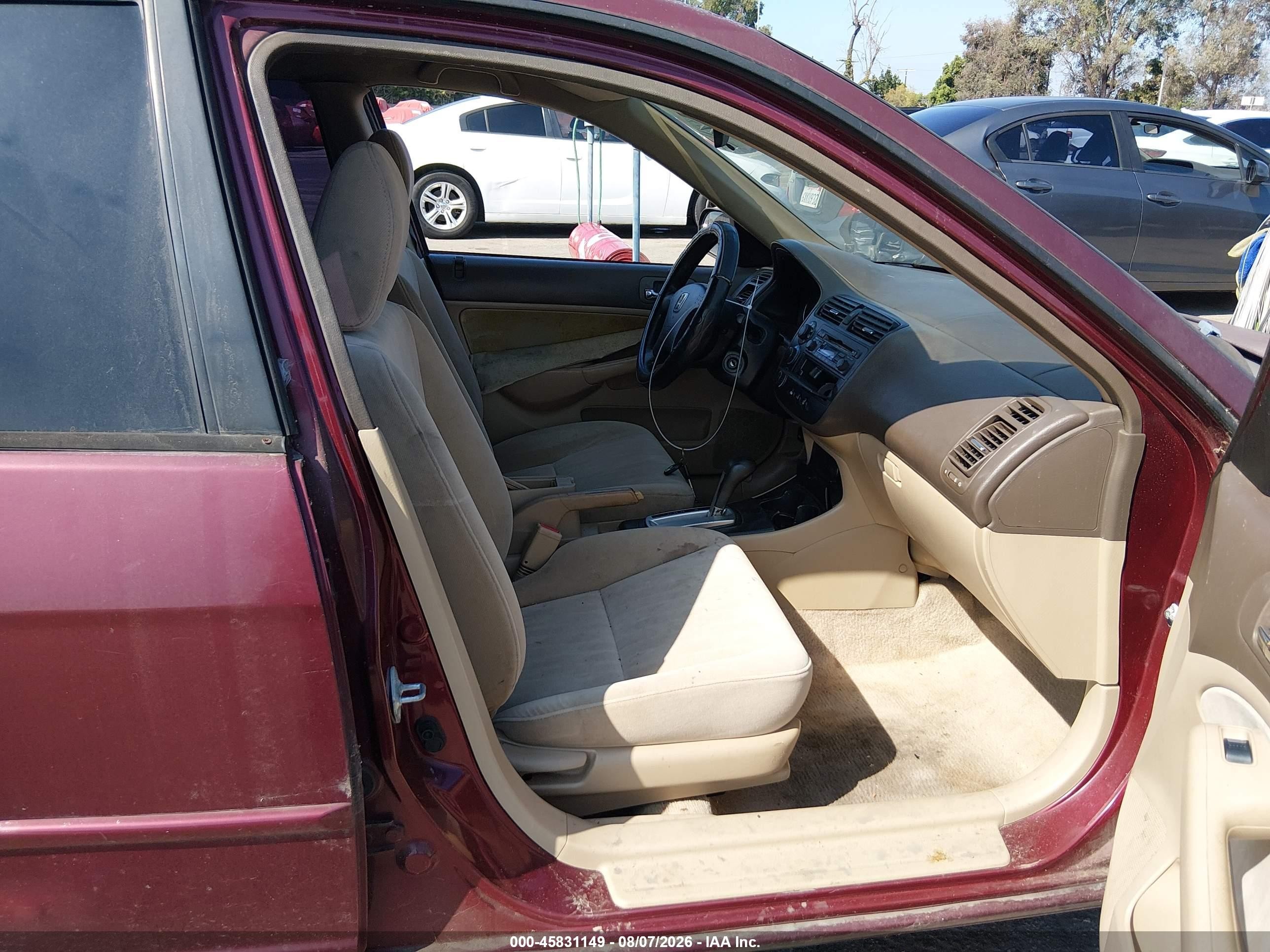 2003 Honda Civic Lx Maroon vin: JHMES16593S002328