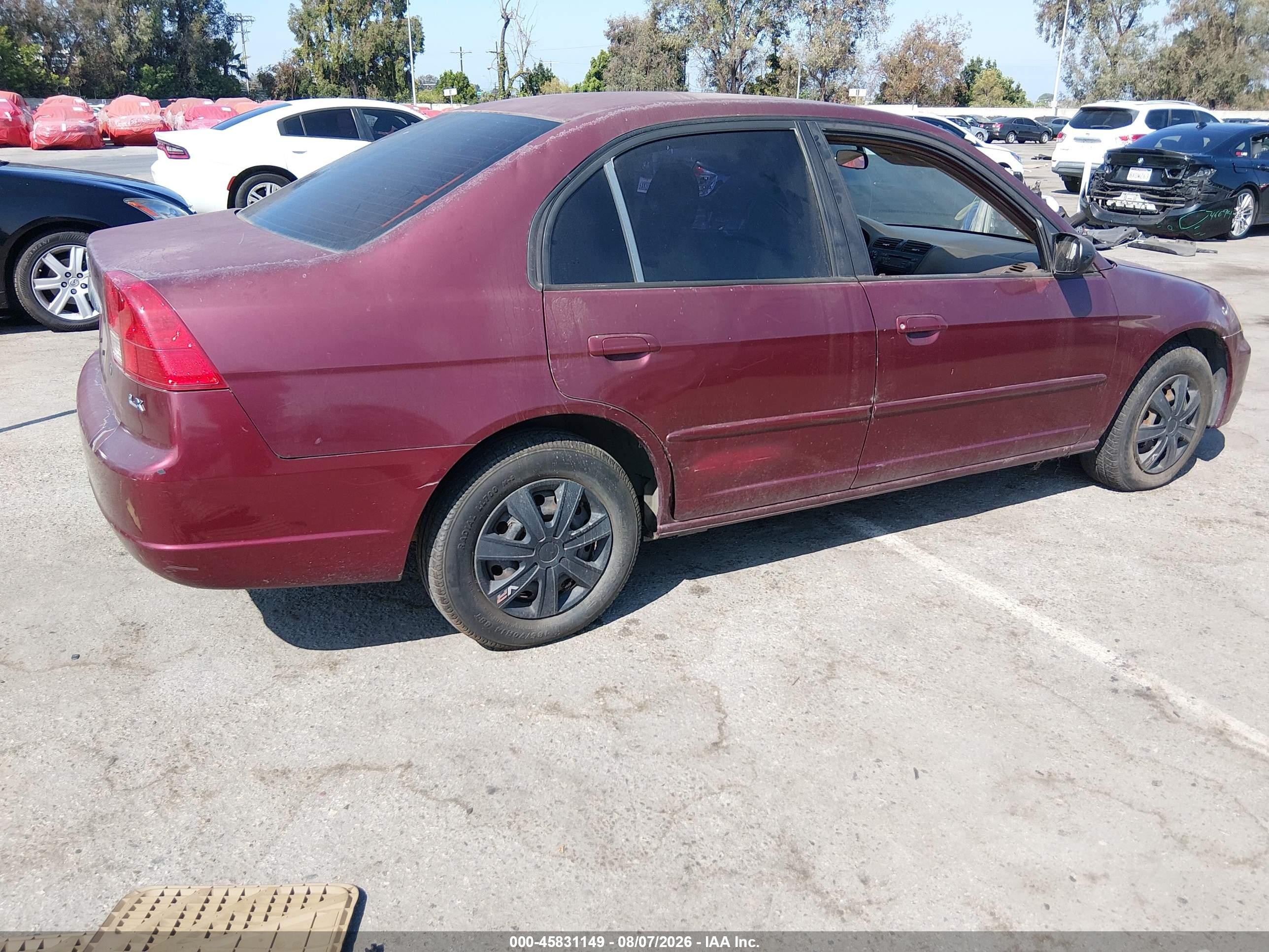 2003 Honda Civic Lx Maroon vin: JHMES16593S002328