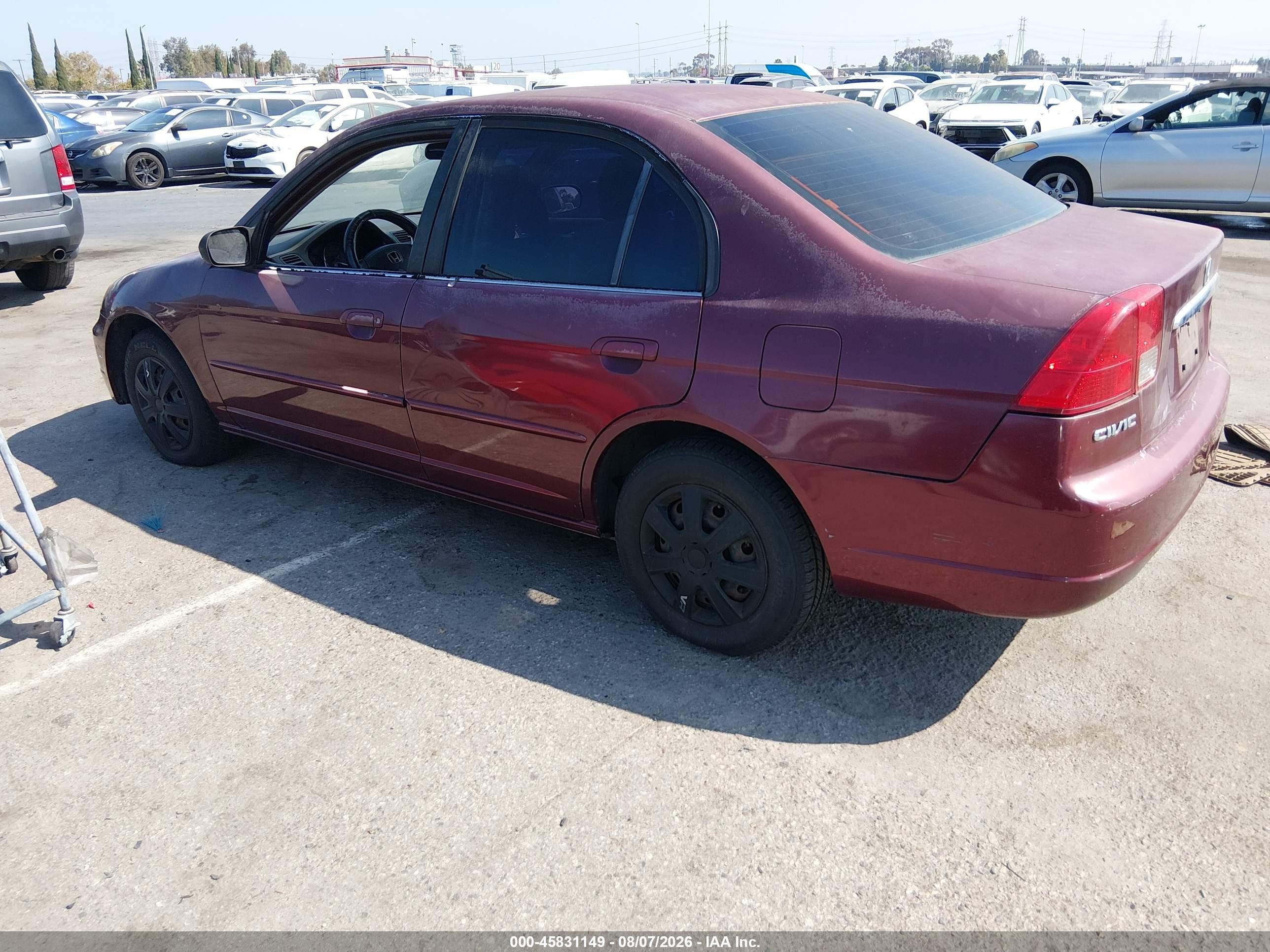 2003 Honda Civic Lx Maroon vin: JHMES16593S002328