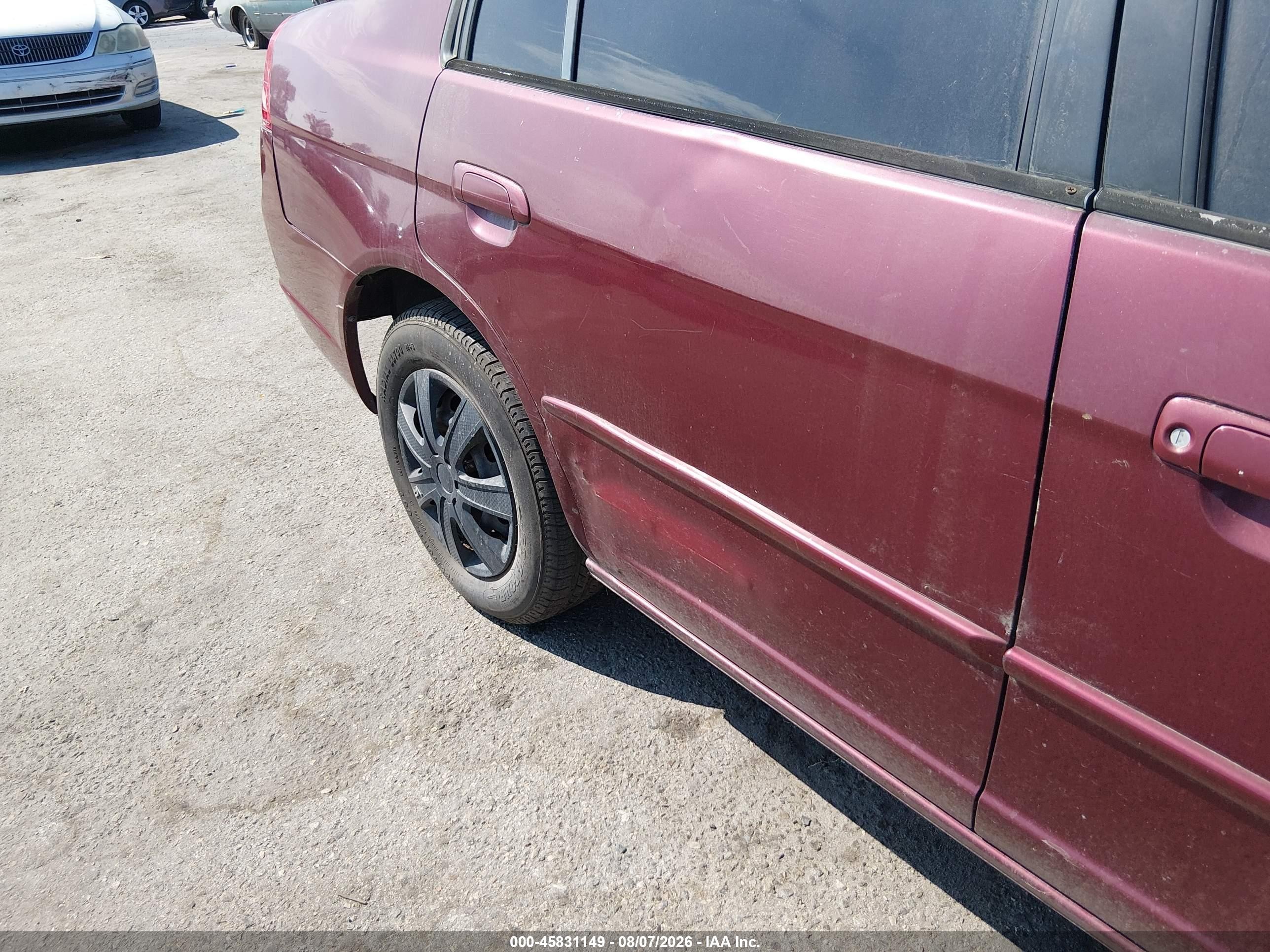 2003 Honda Civic Lx Maroon vin: JHMES16593S002328