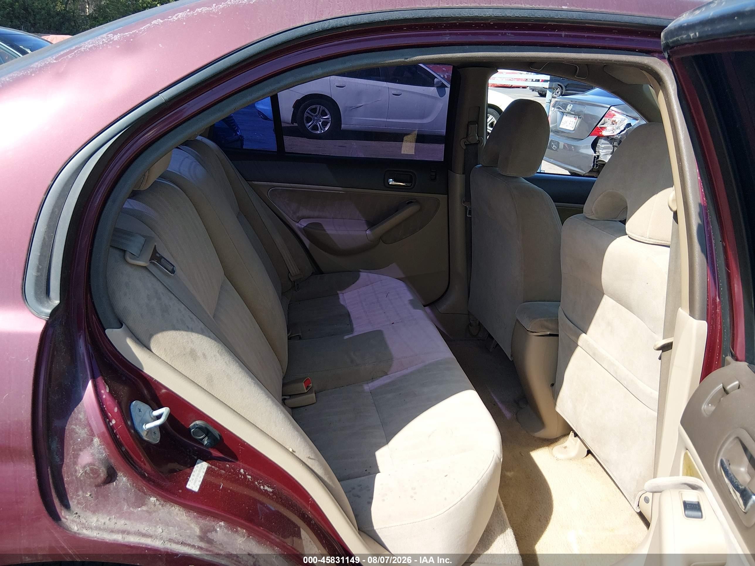 2003 Honda Civic Lx Maroon vin: JHMES16593S002328