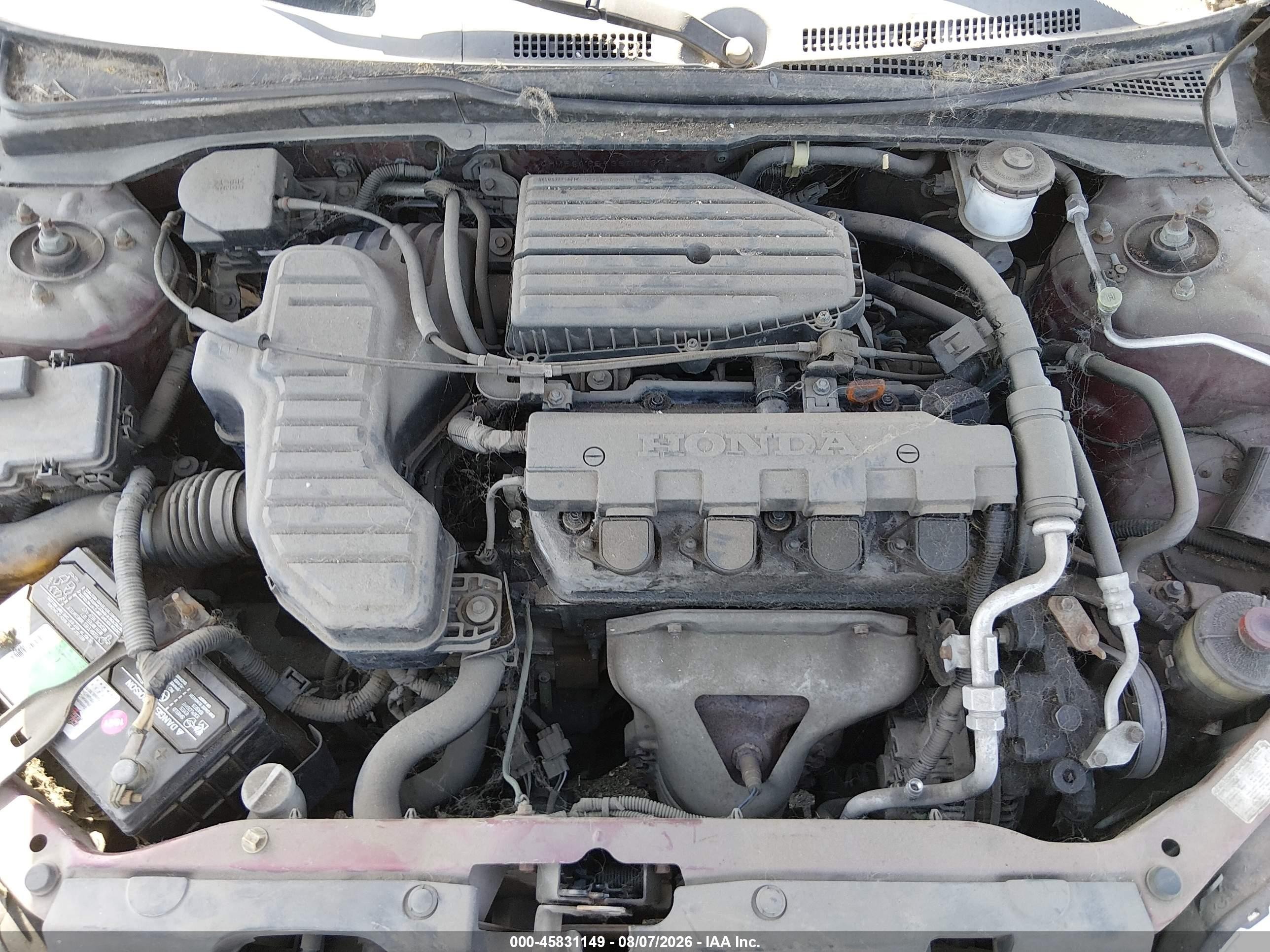 2003 Honda Civic Lx Maroon vin: JHMES16593S002328