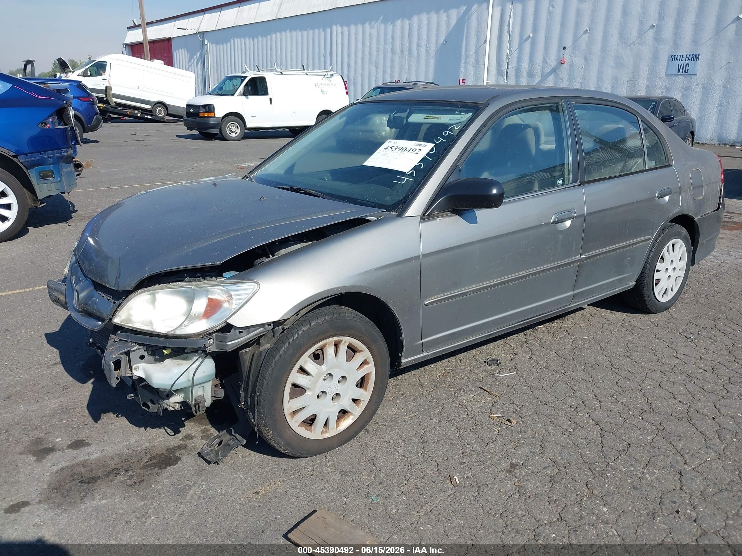 2005 Honda Civic Lx Silver vin: JHMES16595S000226