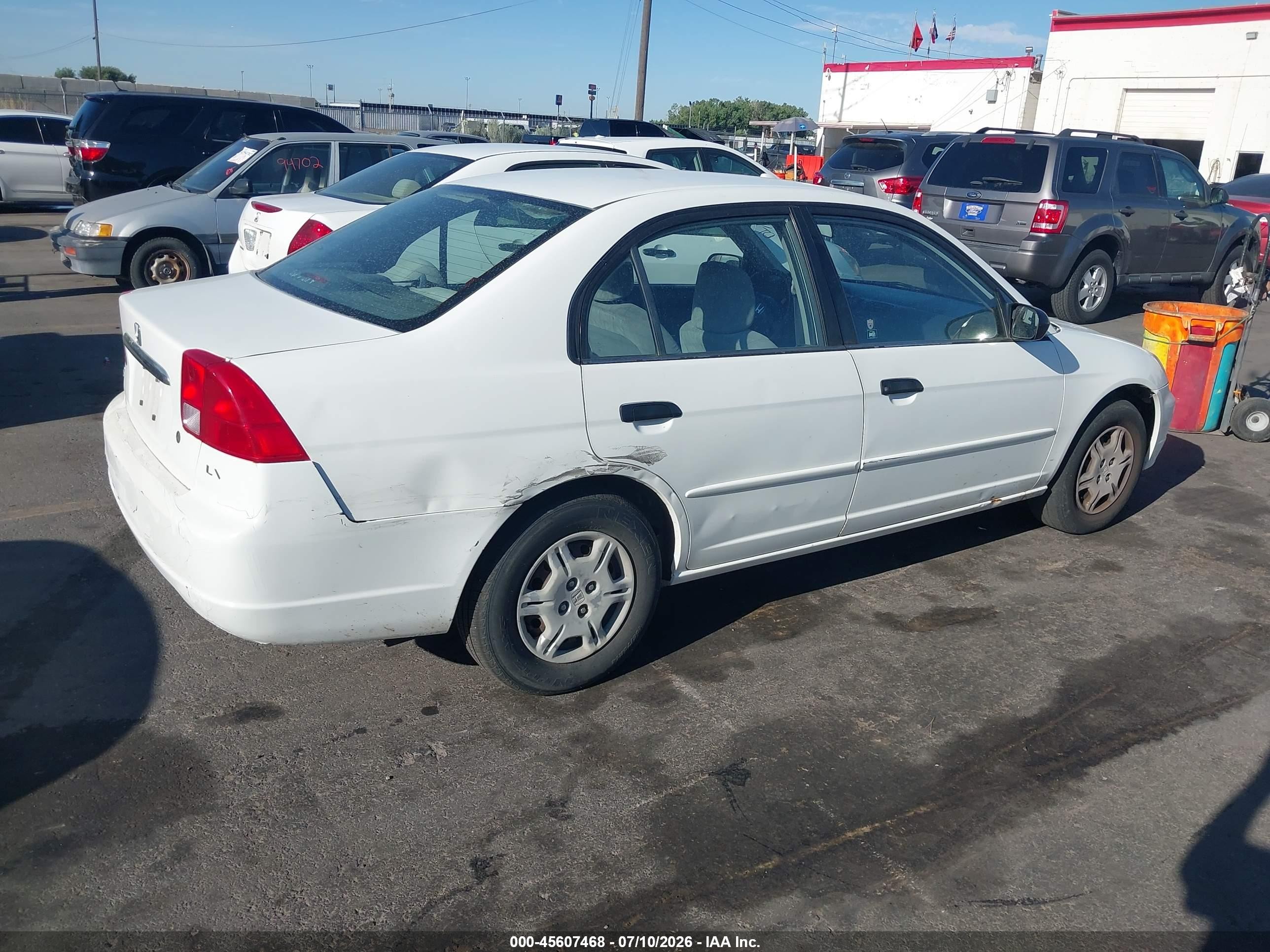 2001 Honda Civic Lx White vin: JHMES165X1S010905