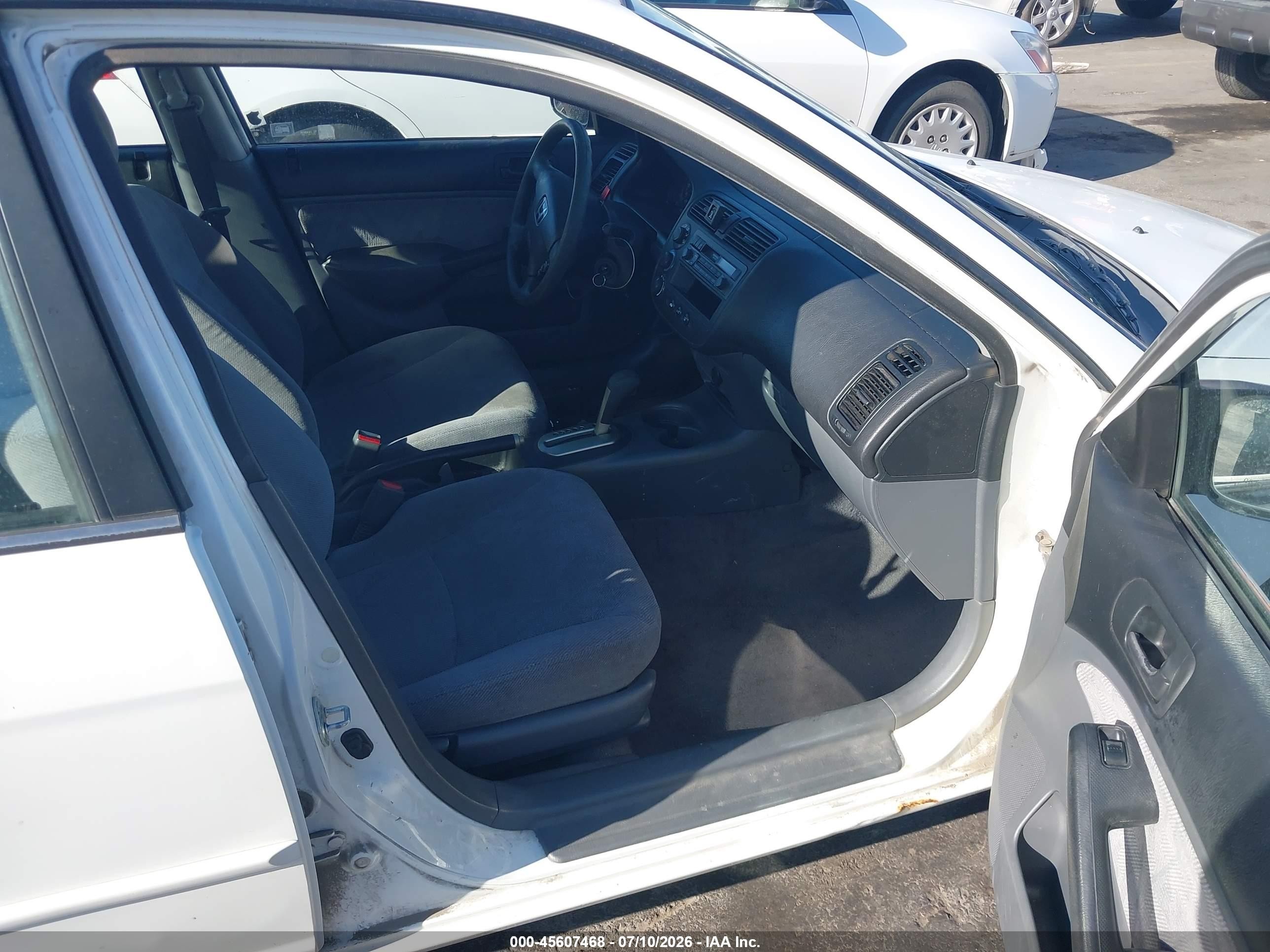 2001 Honda Civic Lx White vin: JHMES165X1S010905