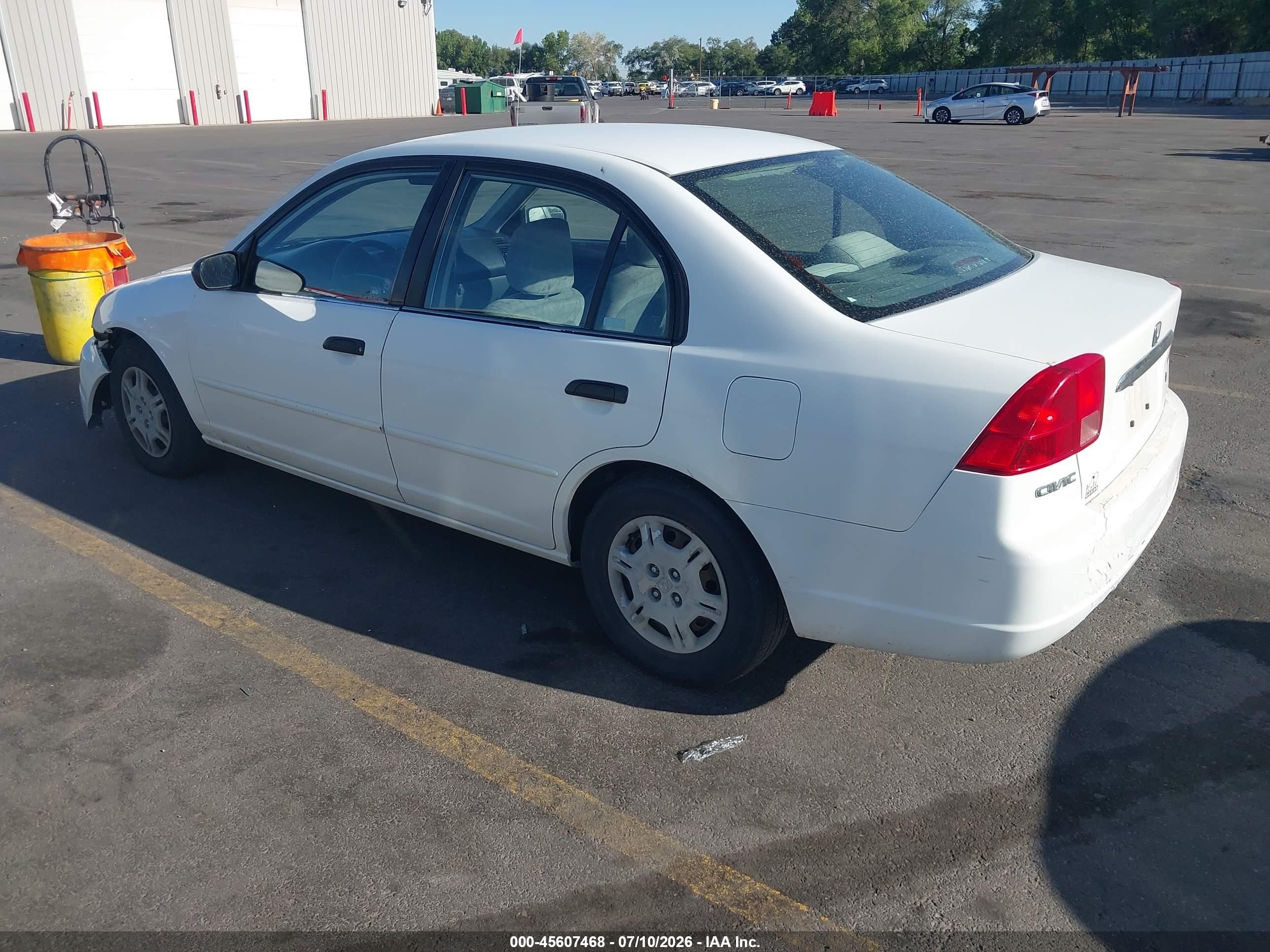 2001 Honda Civic Lx White vin: JHMES165X1S010905