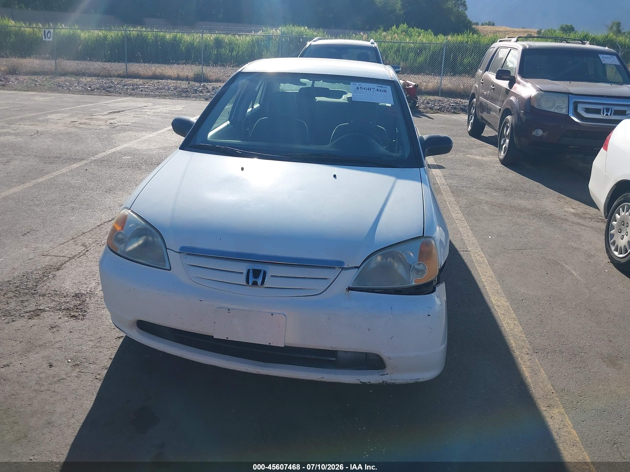 2001 Honda Civic Lx White vin: JHMES165X1S010905