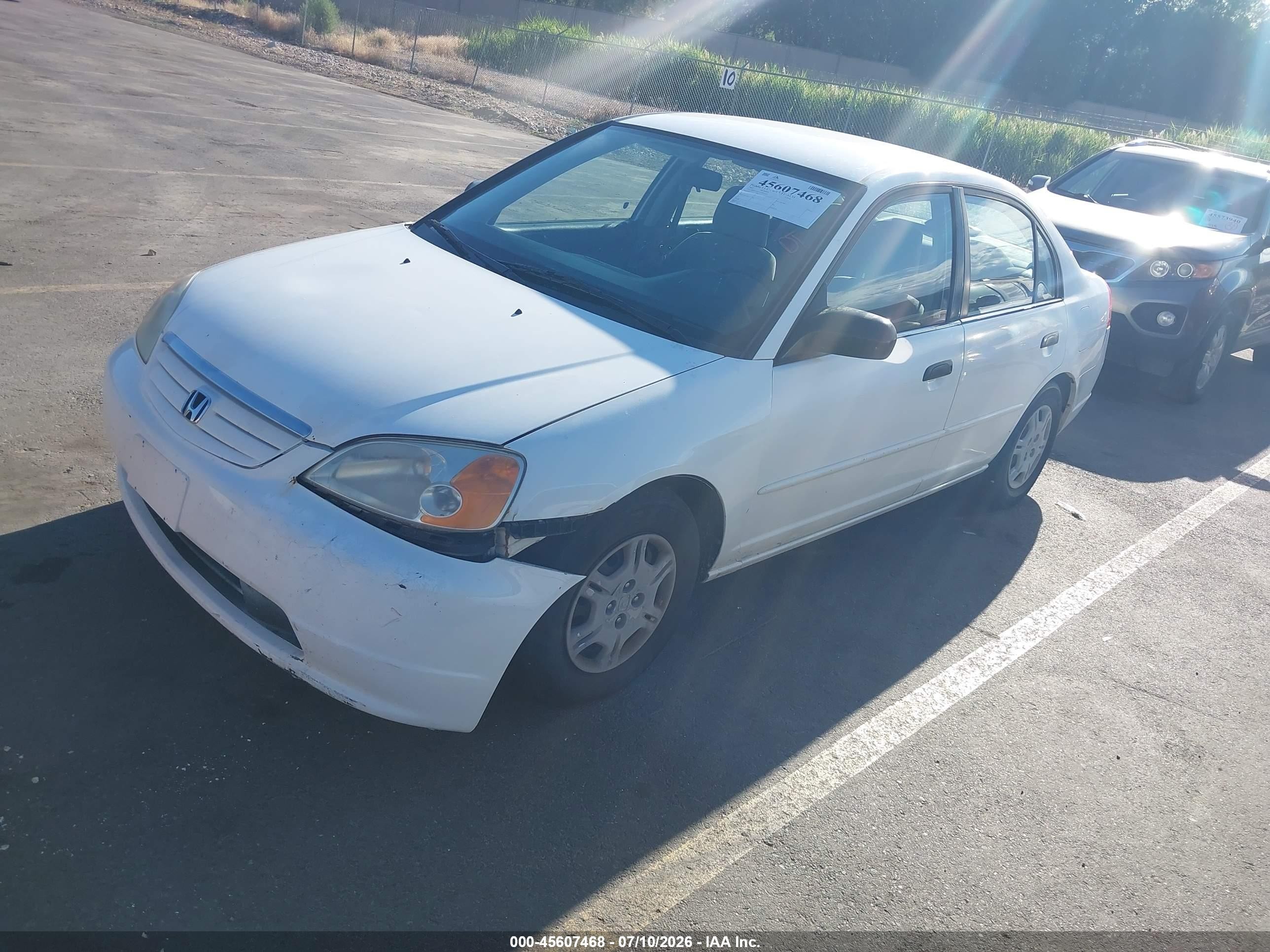 2001 Honda Civic Lx White vin: JHMES165X1S010905
