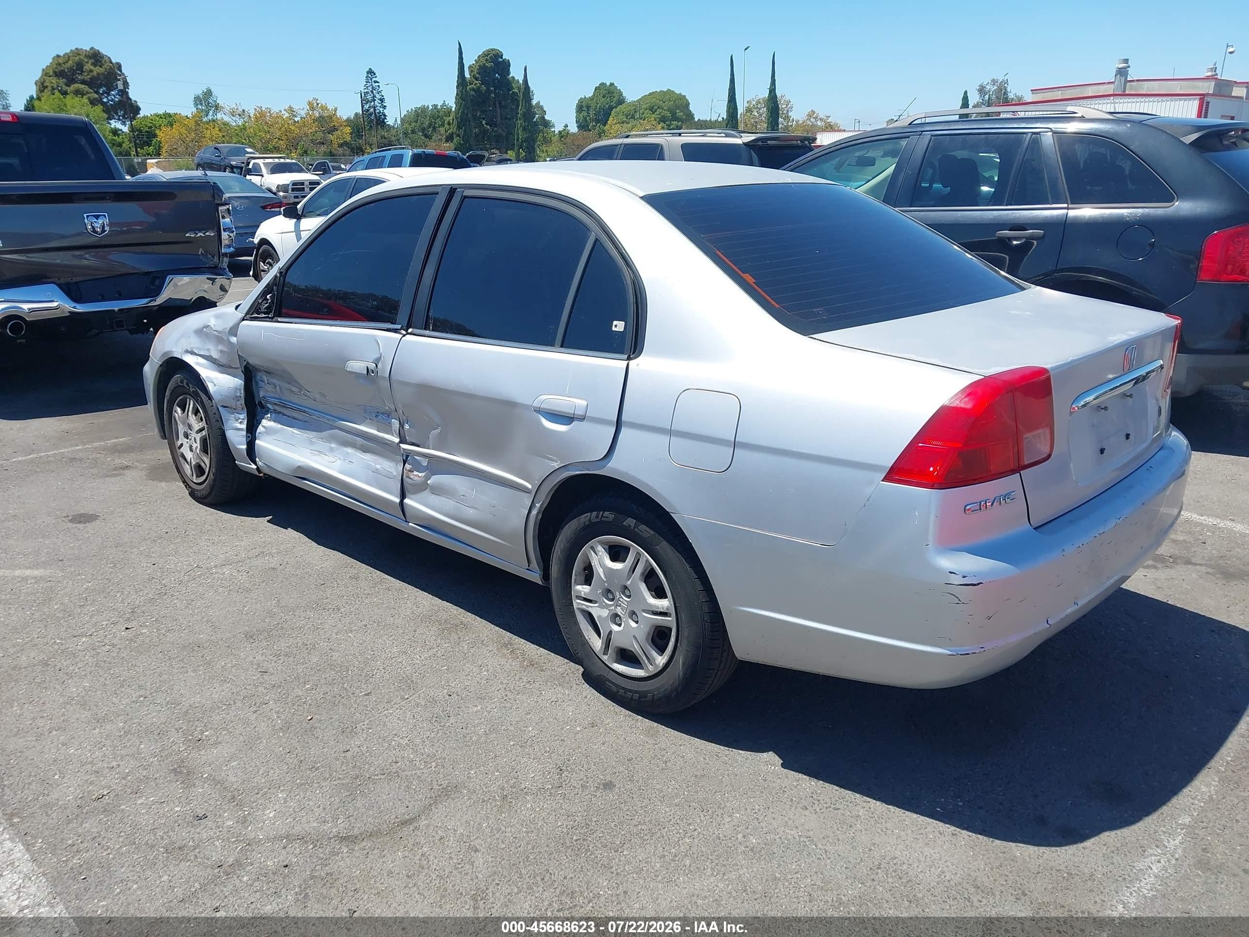 2002 Honda Civic Lx Silver vin: JHMES16682S002456