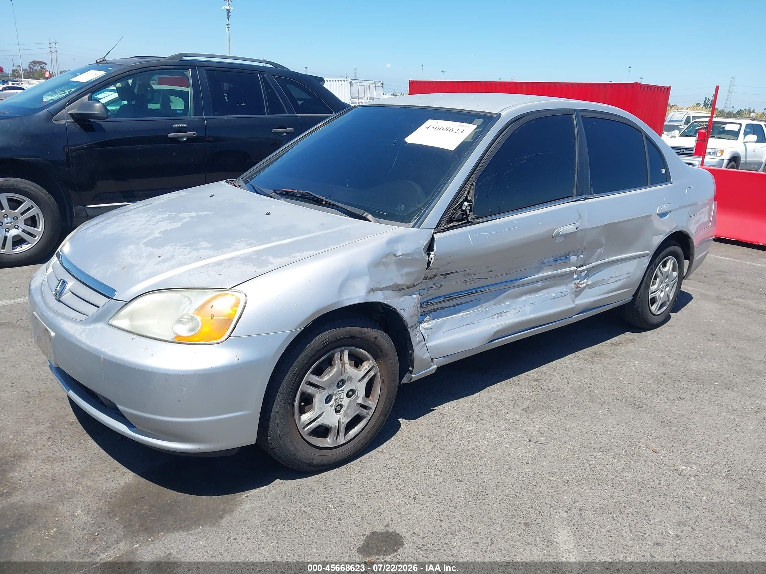 2002 Honda Civic Lx Silver vin: JHMES16682S002456