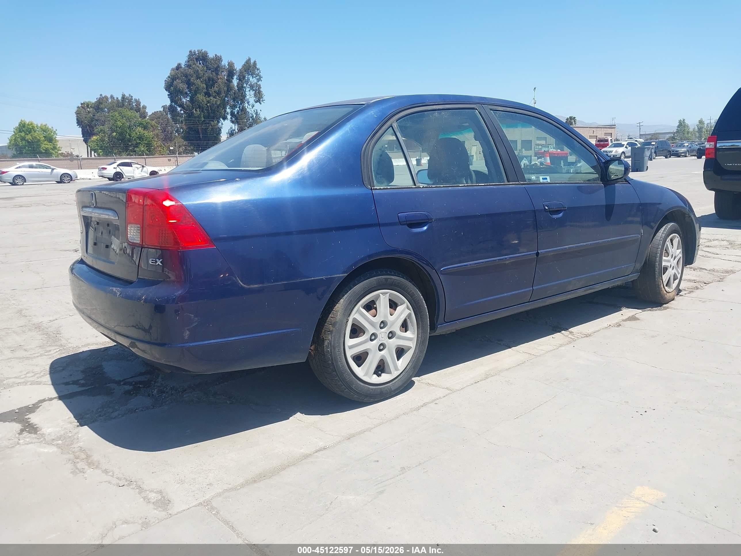 2003 Honda Civic Ex Blue vin: JHMES26703S000345