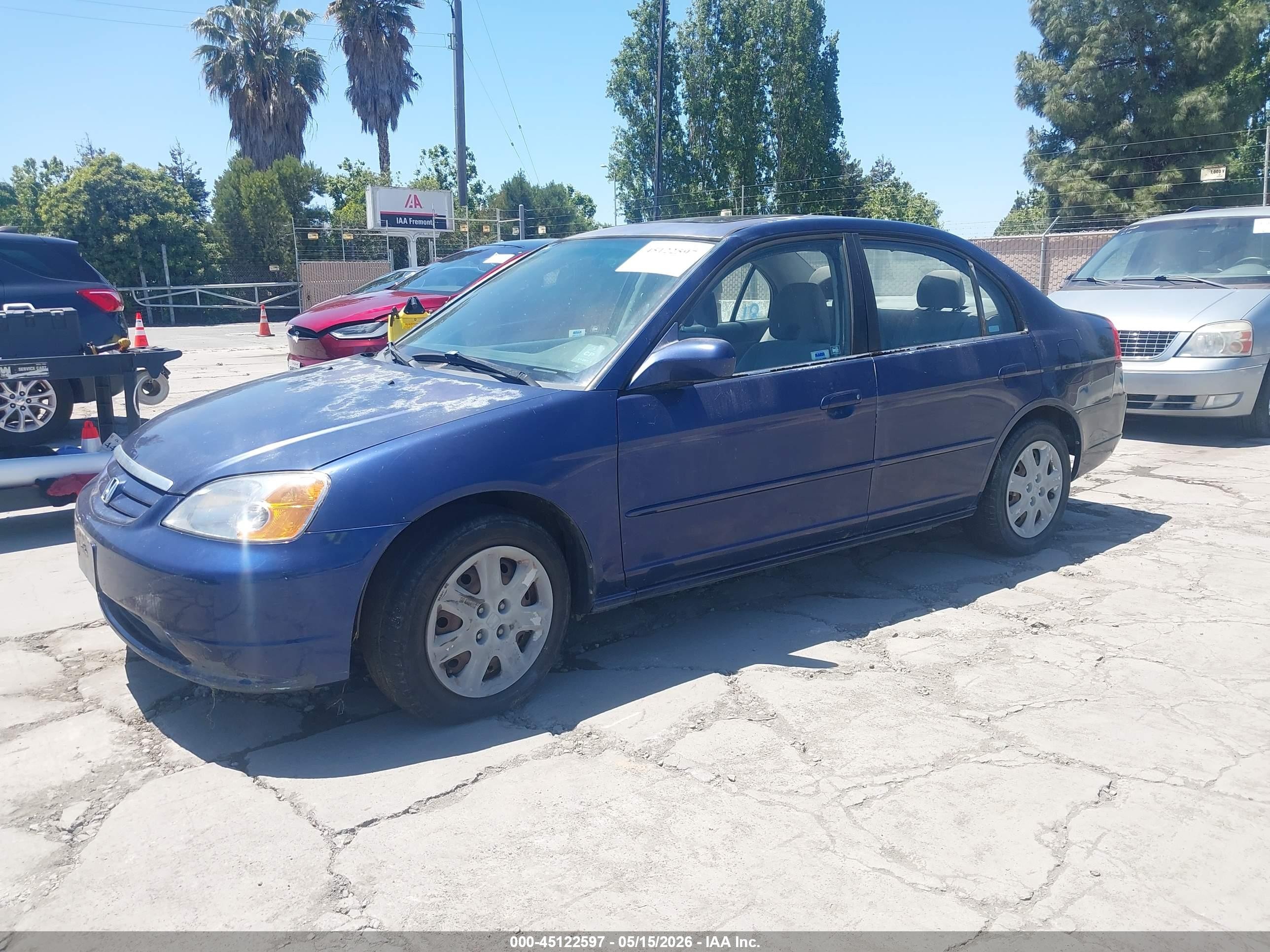 2003 Honda Civic Ex Blue vin: JHMES26703S000345