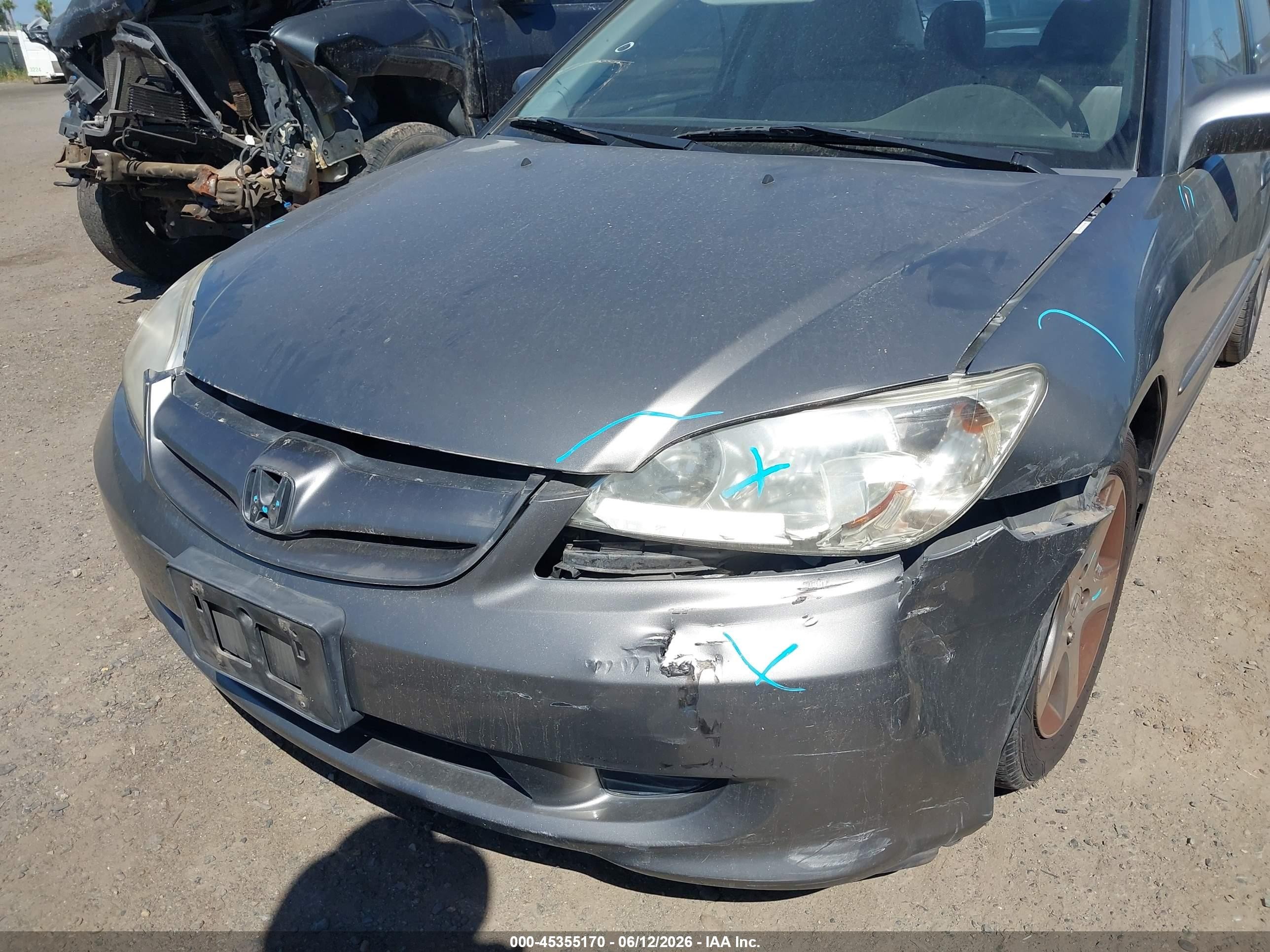 2005 Honda Civic Ex Gray vin: JHMES26715S001555