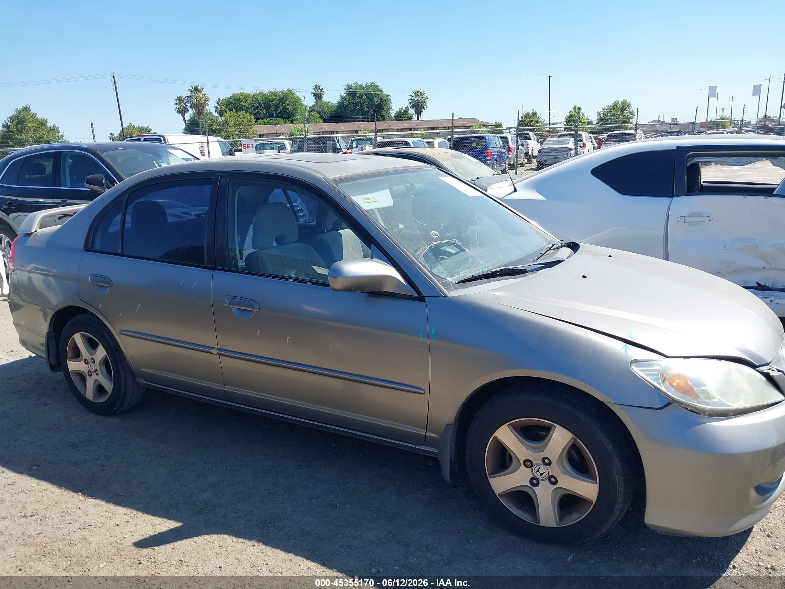2005 Honda Civic Ex Gray vin: JHMES26715S001555