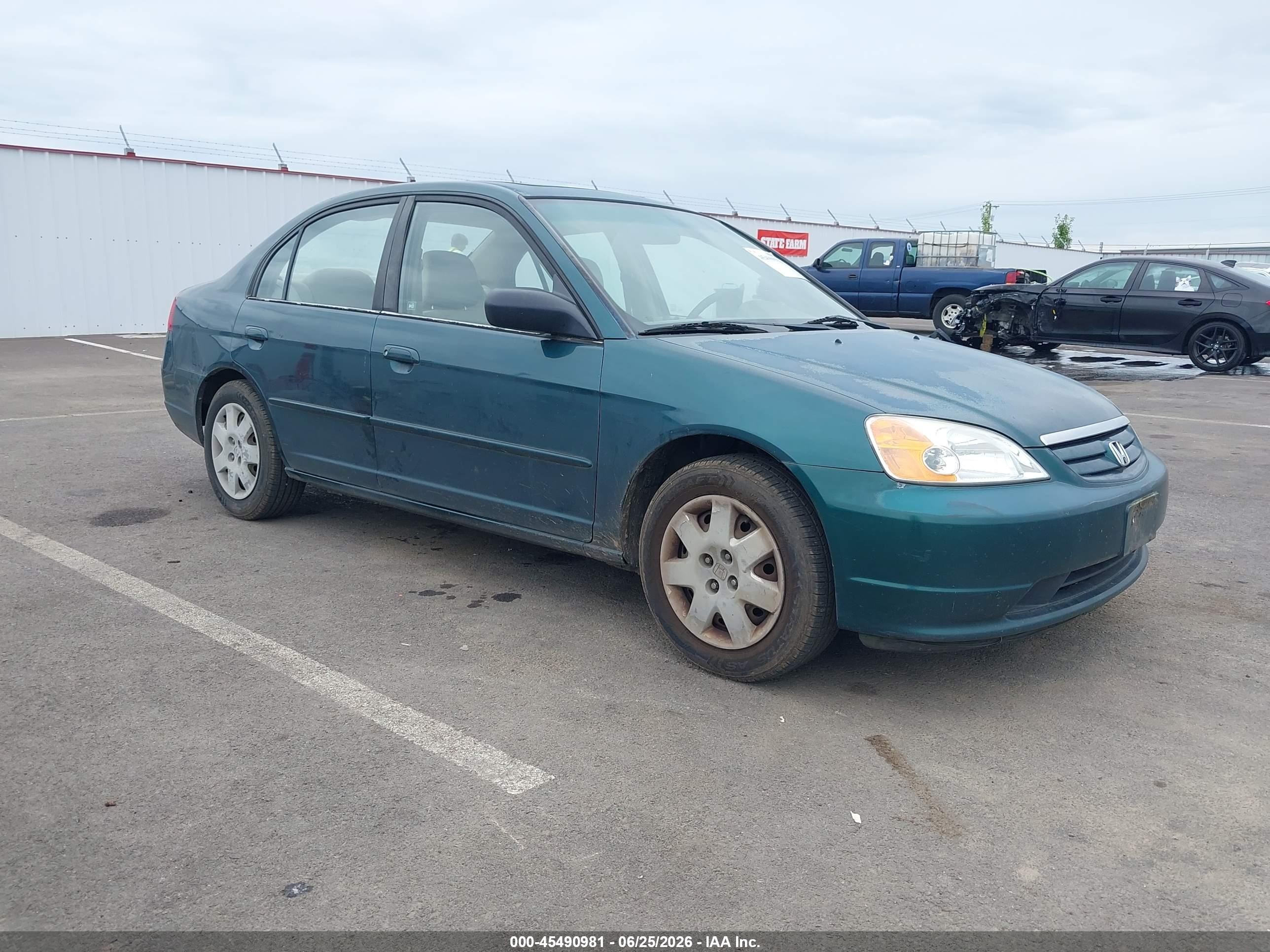 2001 Honda Civic Ex Green vin: JHMES26771S005040