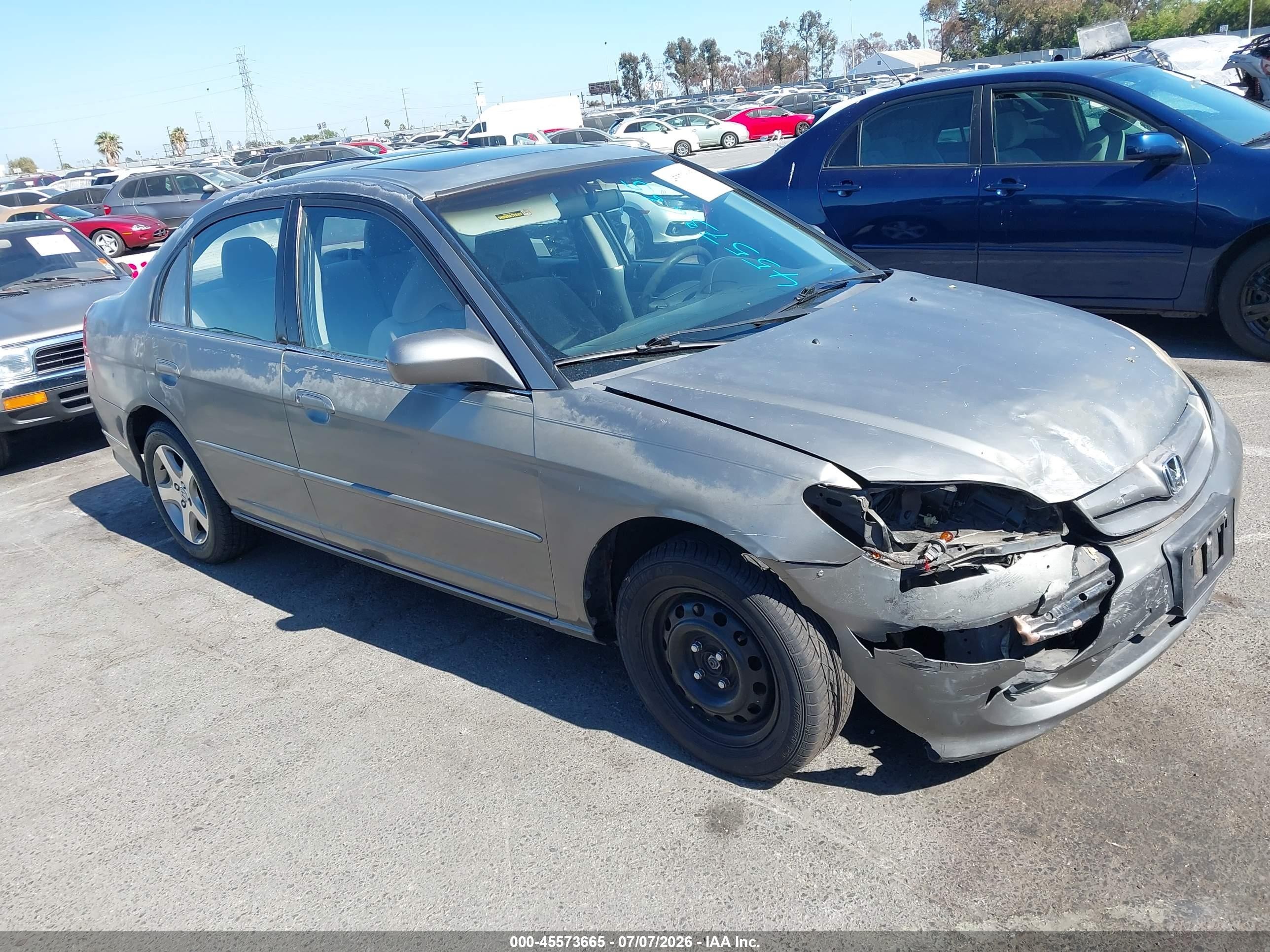 2005 Honda Civic Ex Gray vin: JHMES26775S001222