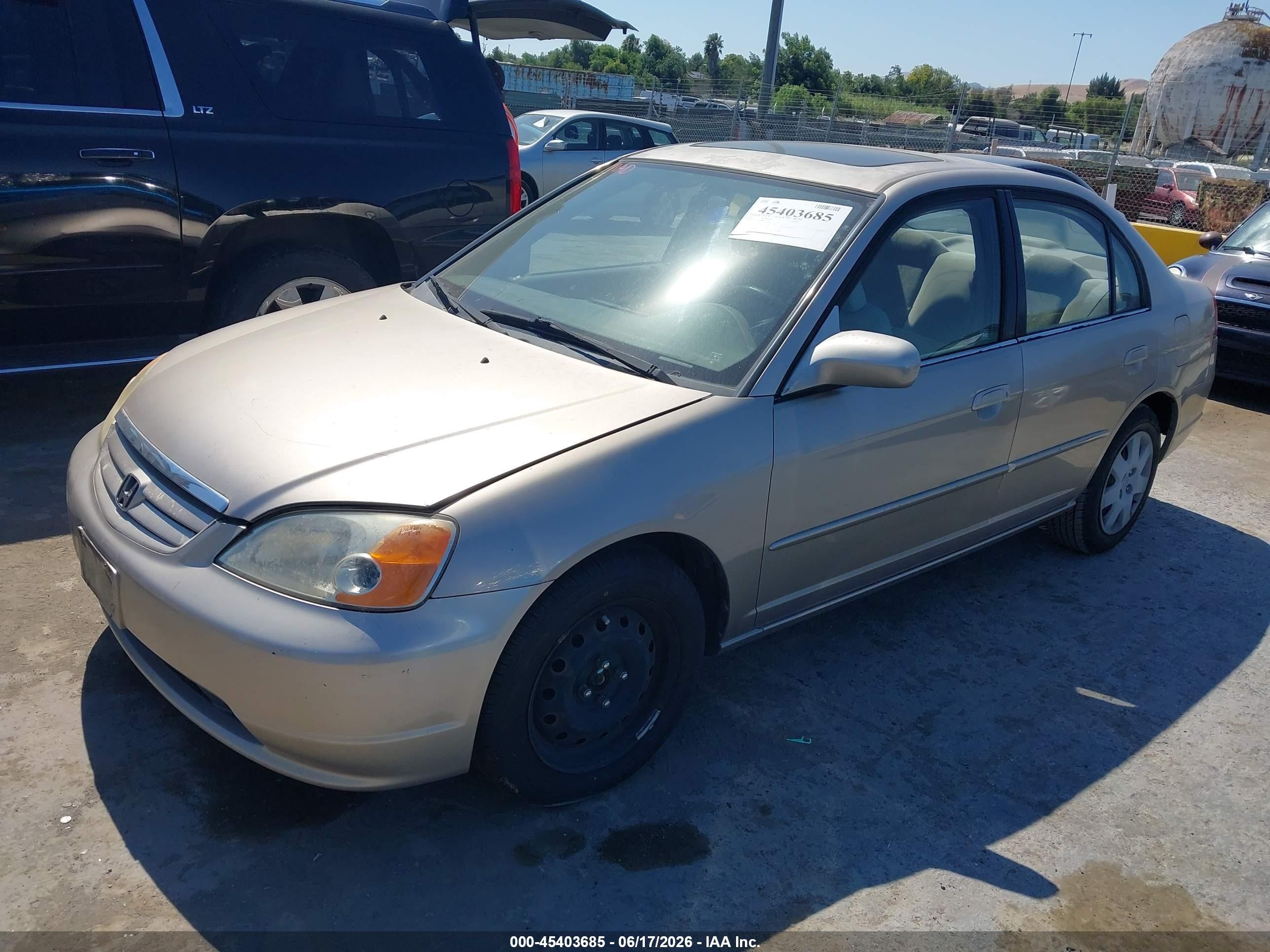2002 Honda Civic Ex Gray vin: JHMES26782S003203