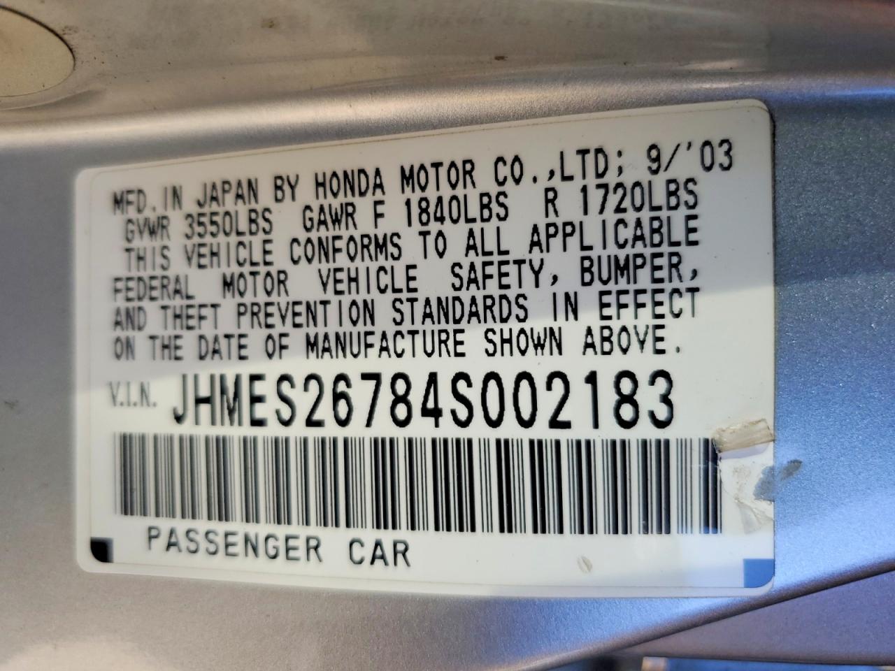 2004 Honda Civic Ex Silver vin: JHMES26784S002183