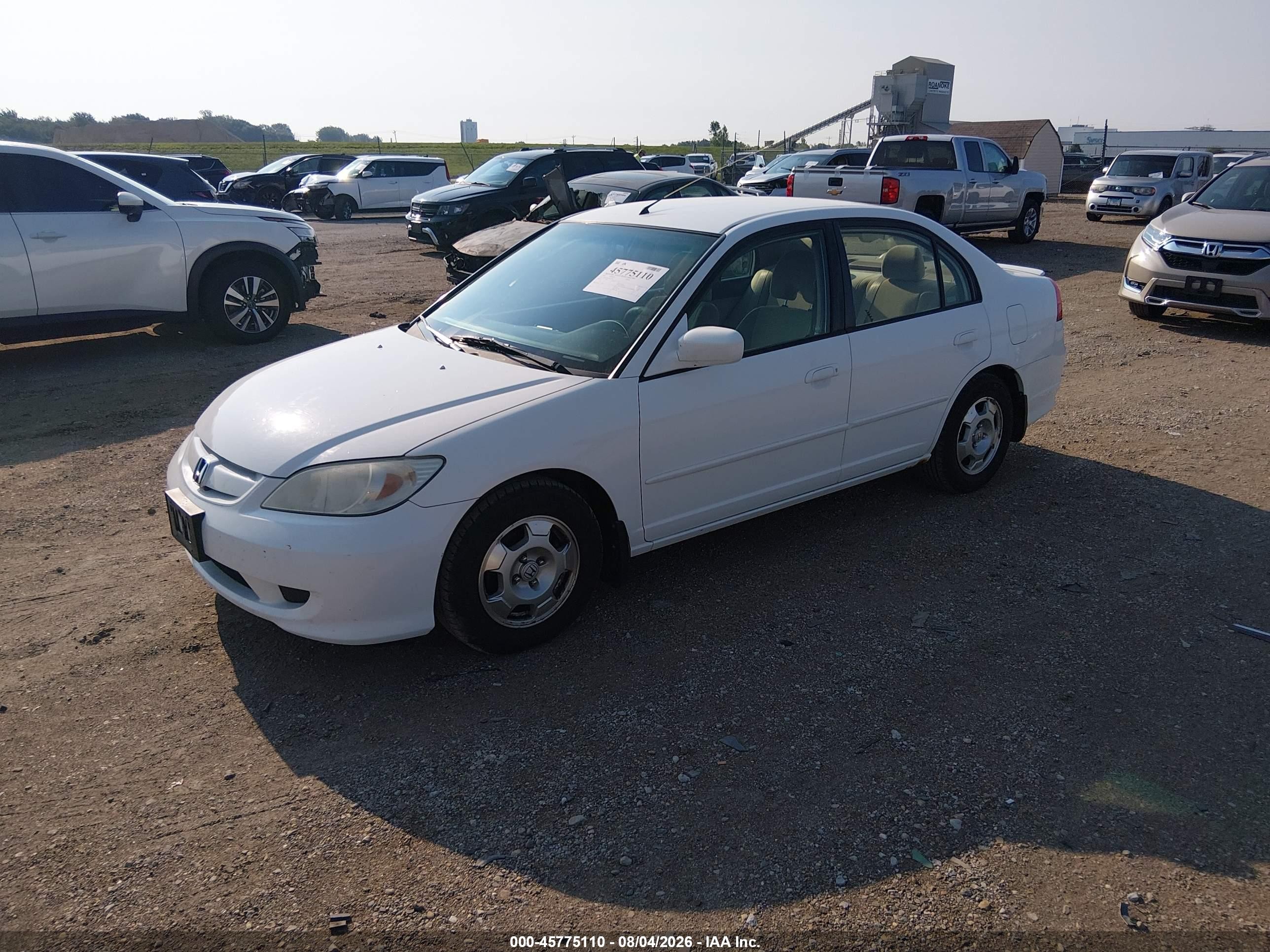 2004 Honda Civic Hybrid White vin: JHMES95674S011992