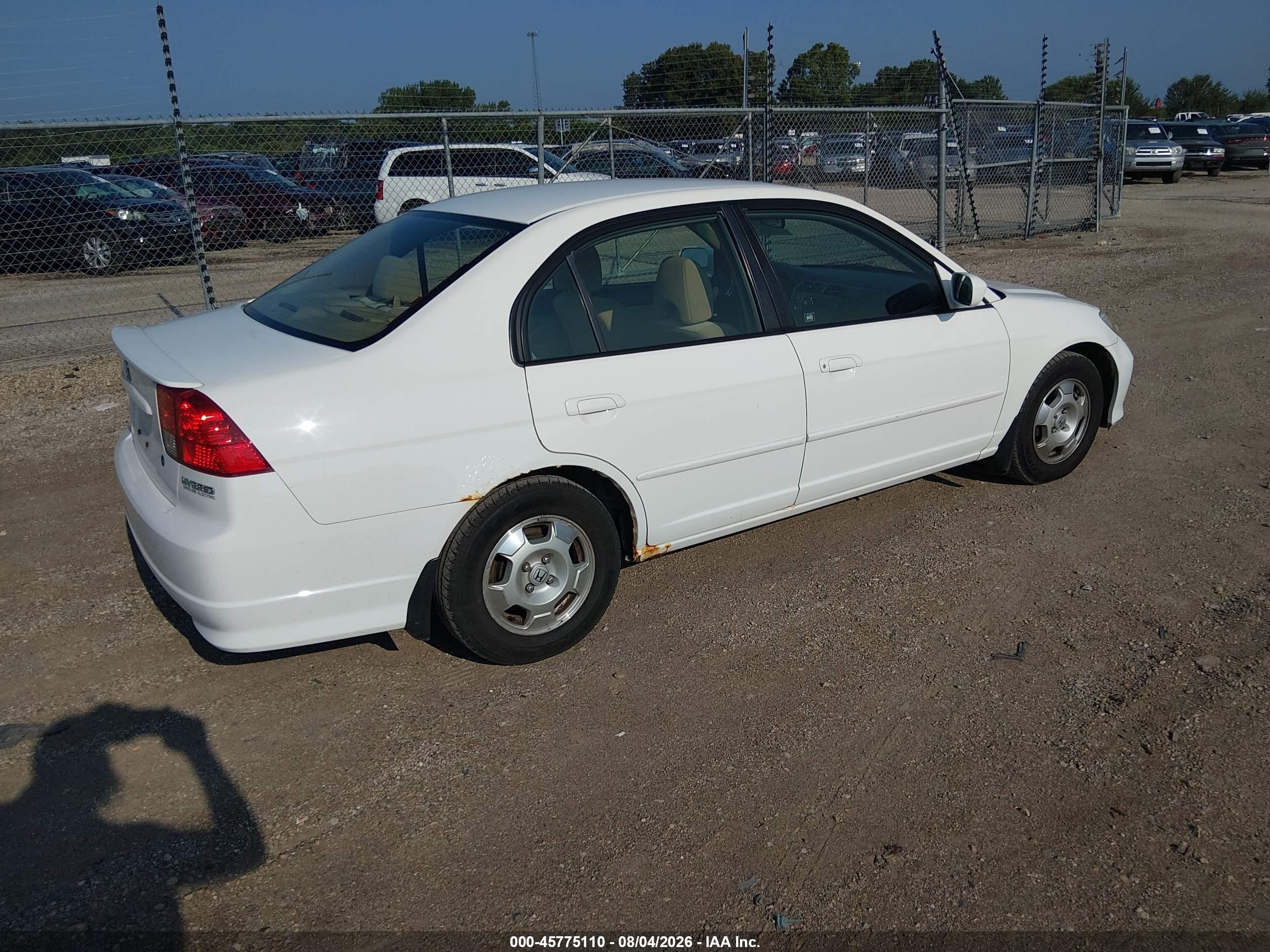 2004 Honda Civic Hybrid White vin: JHMES95674S011992