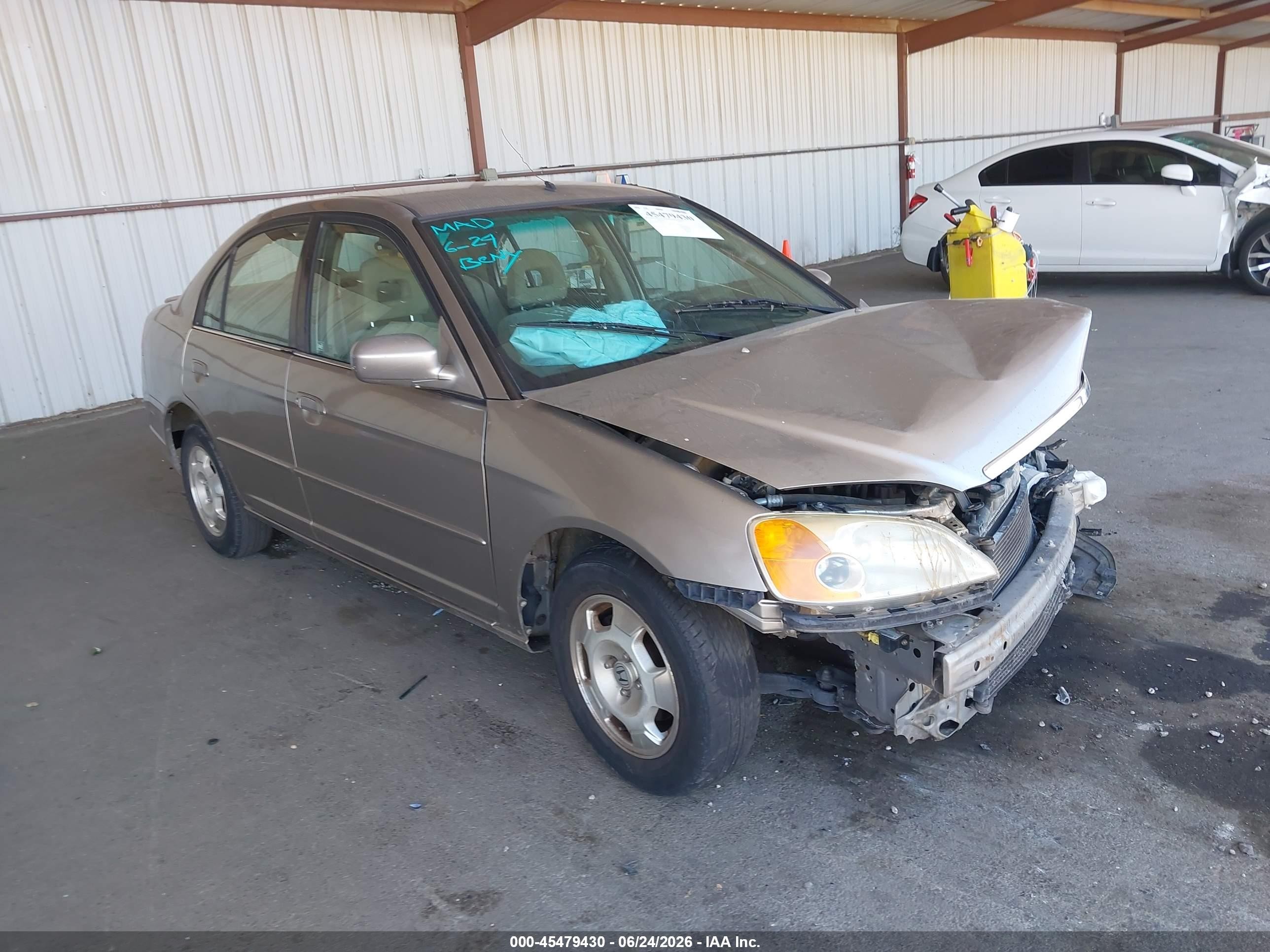2003 Honda Civic Hybrid Beige vin: JHMES95683S031991
